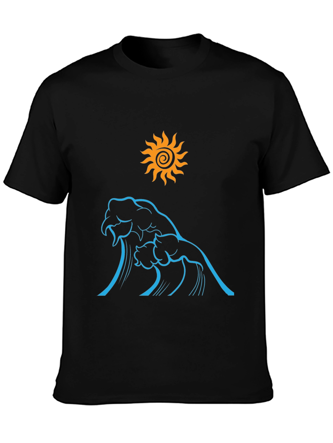 Ocean Wave Sun Graphic Tee - Black