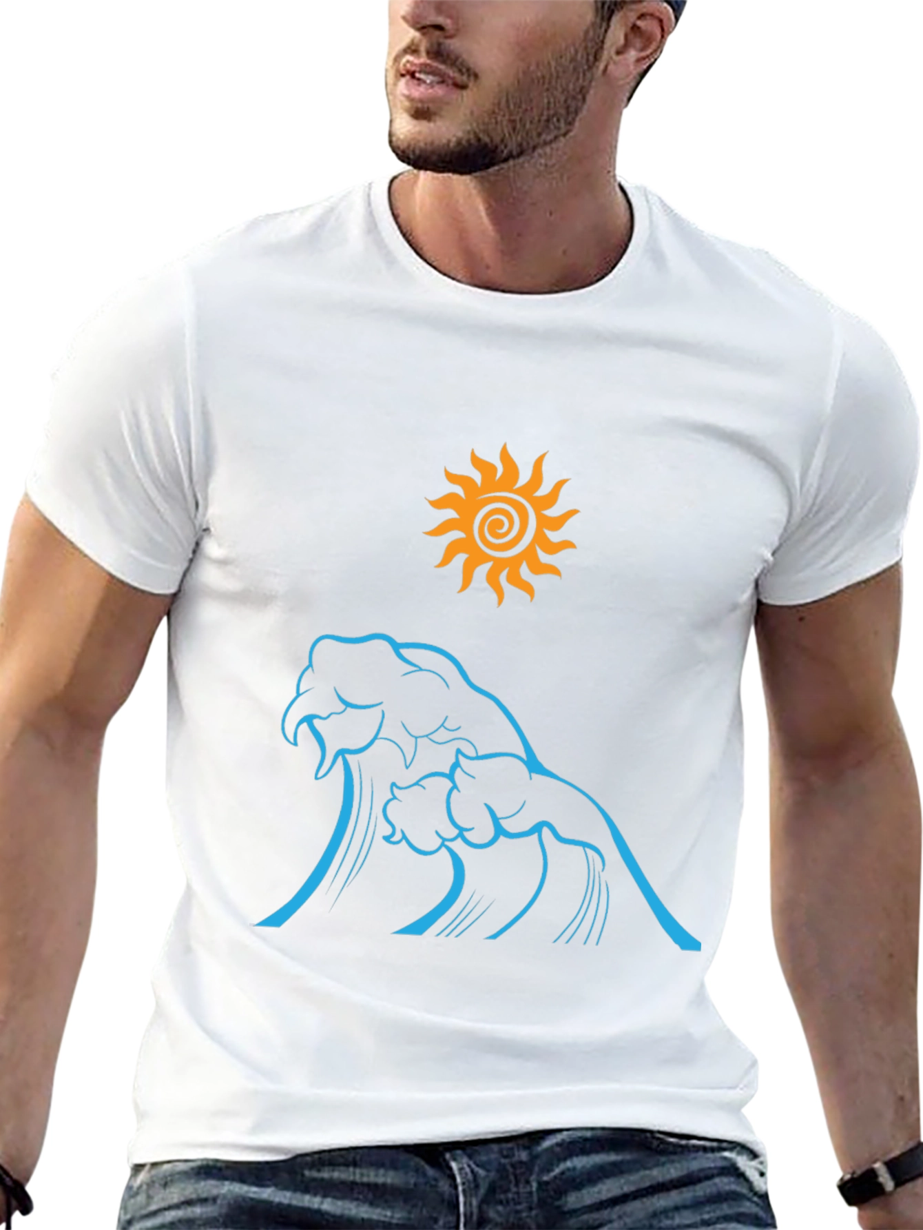 Ocean Wave Sun Graphic Tee - Black