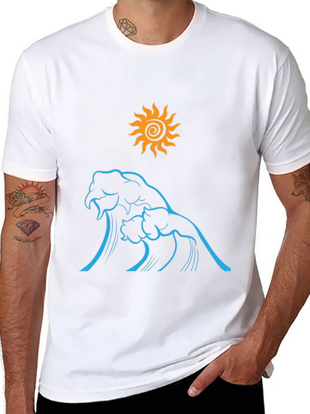 Ocean Wave Sun Graphic Tee - Black