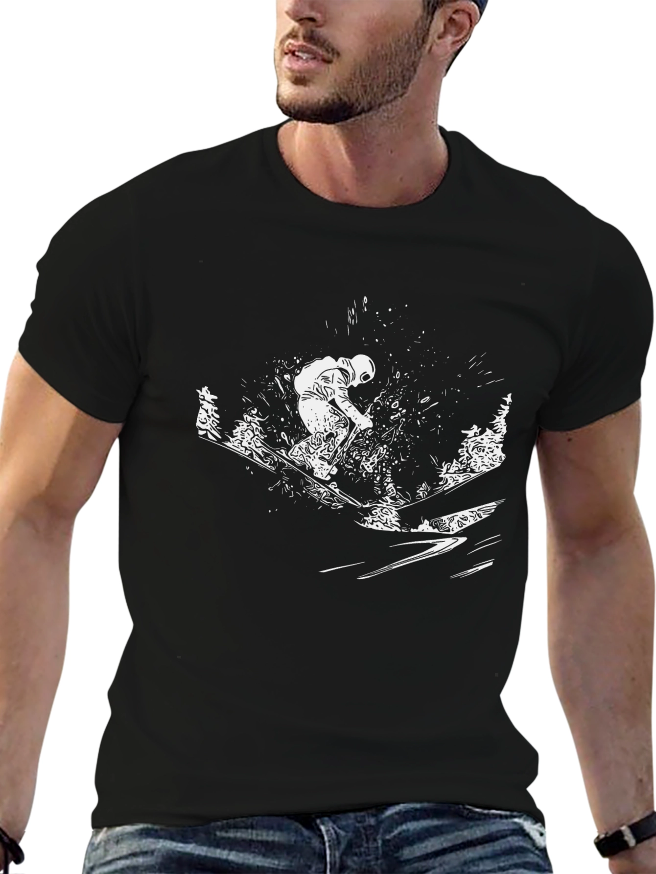 Black Ski T-Shirt: Adventure Ready