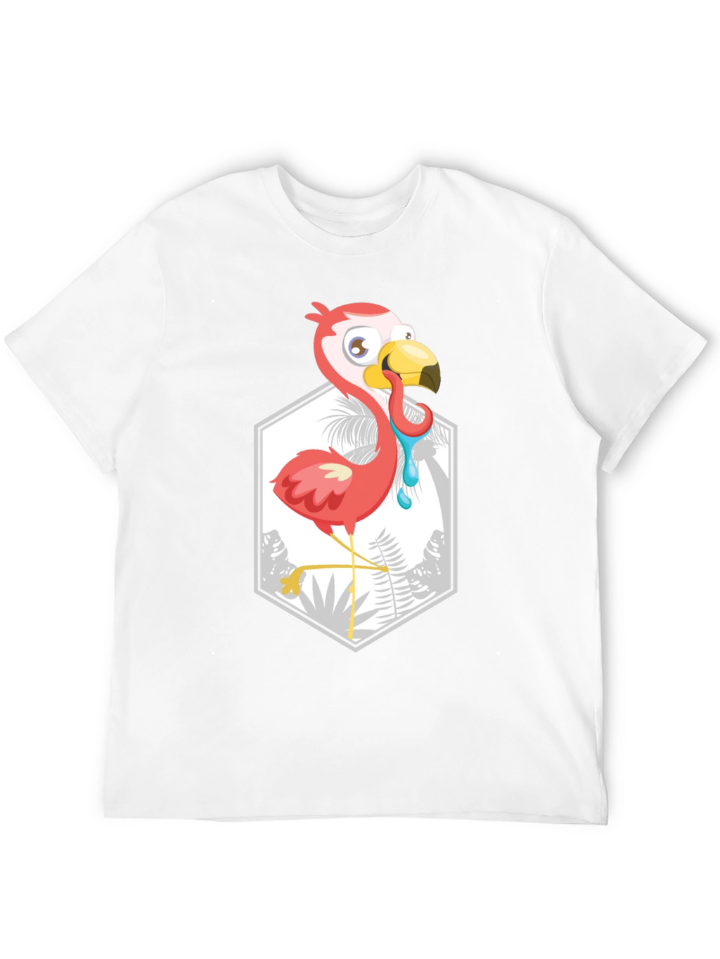 Cartoon Flamingo Black T-Shirt
