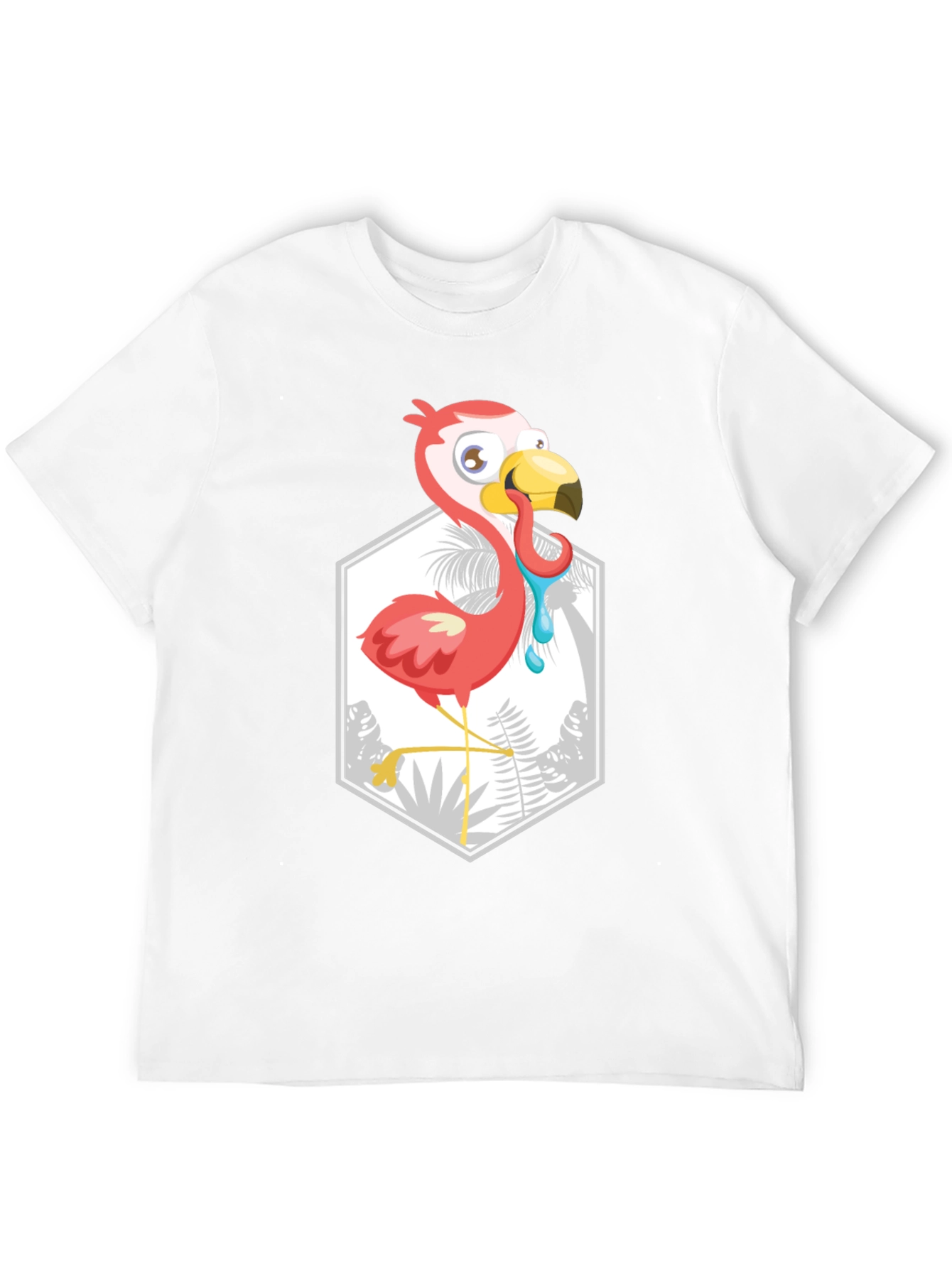 Cartoon Flamingo Black T-Shirt