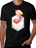Cartoon Flamingo Black T-Shirt