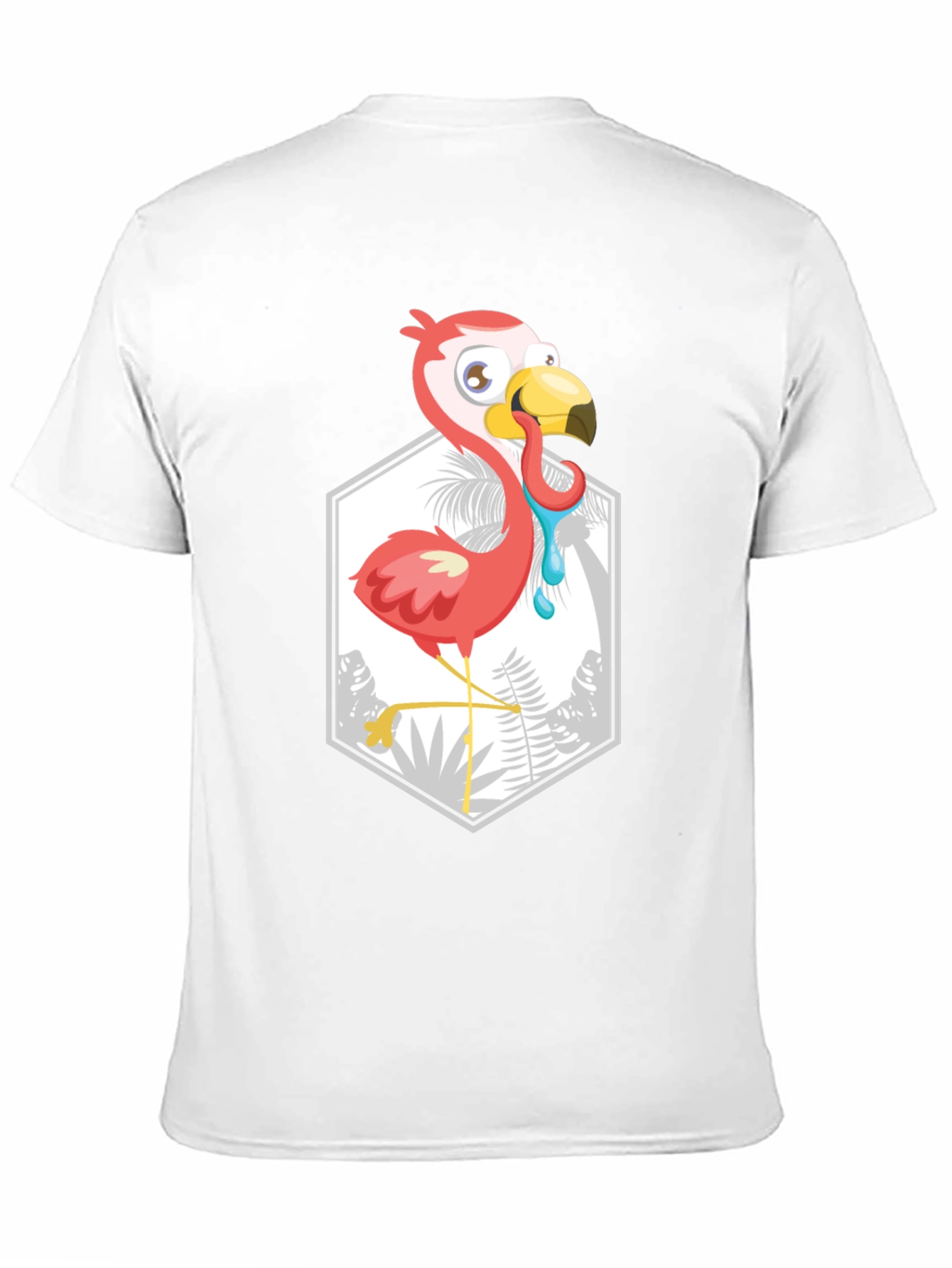 Cartoon Flamingo Black T-Shirt