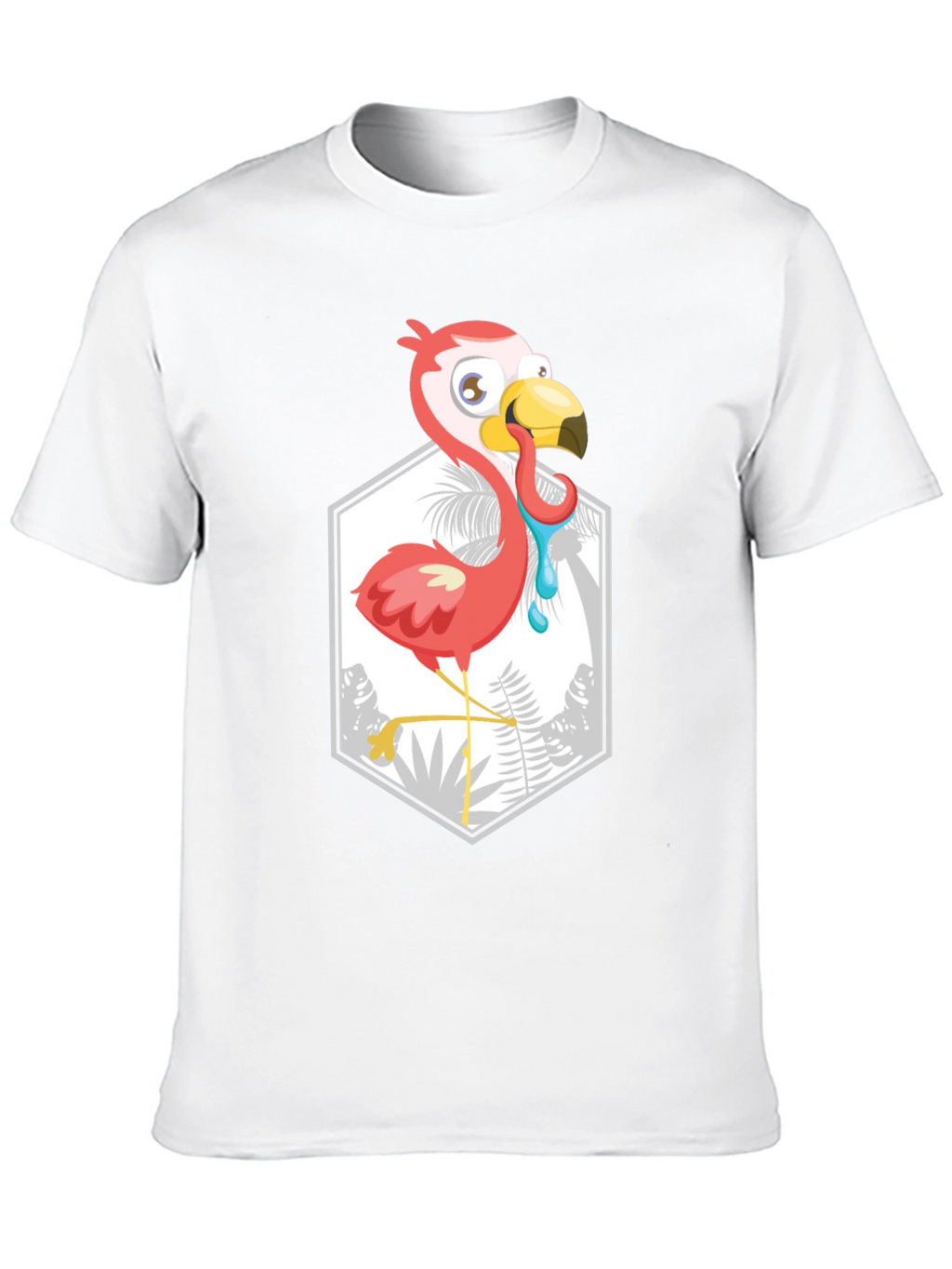 Cartoon Flamingo Black T-Shirt