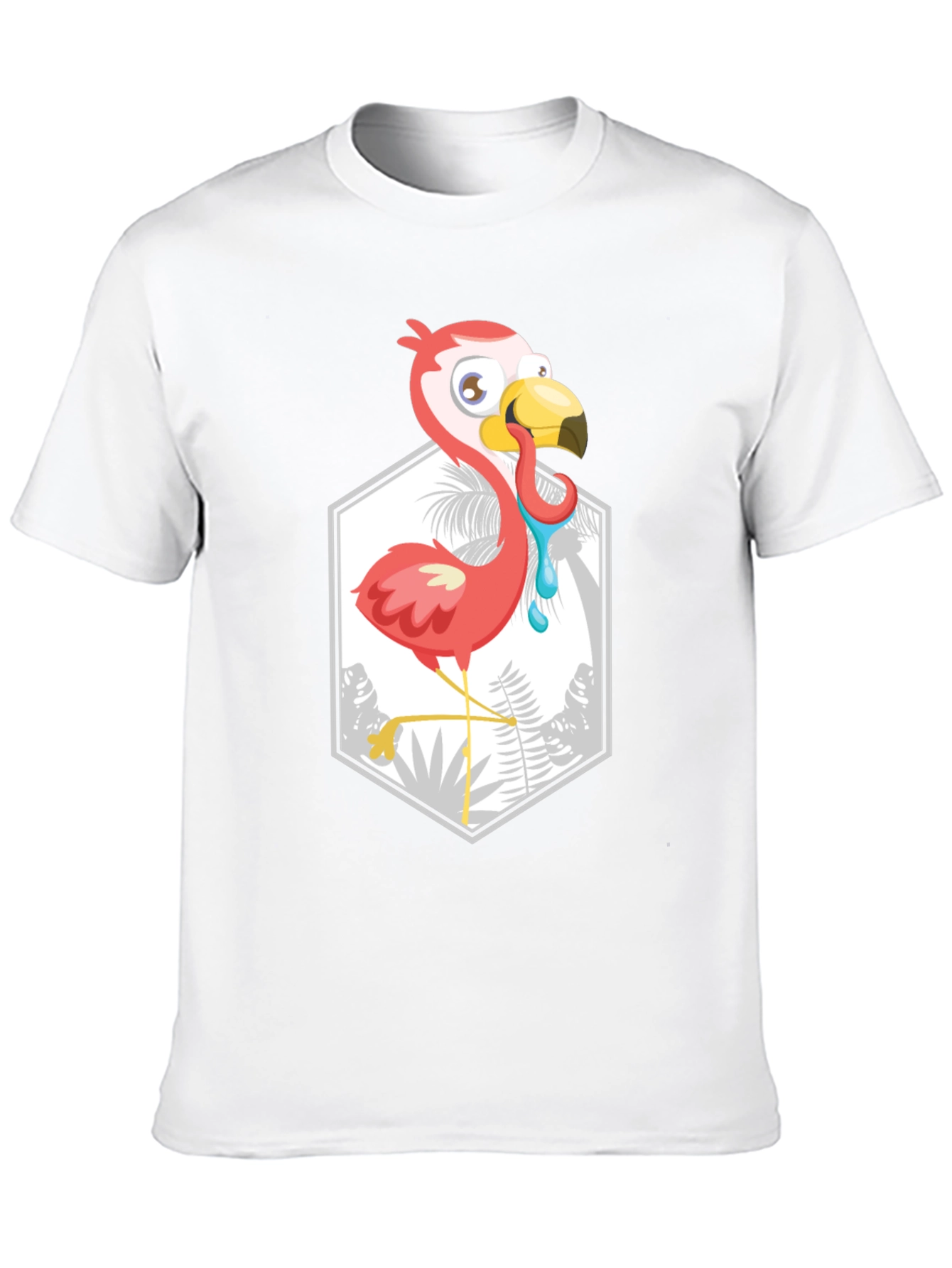 Cartoon Flamingo Black T-Shirt