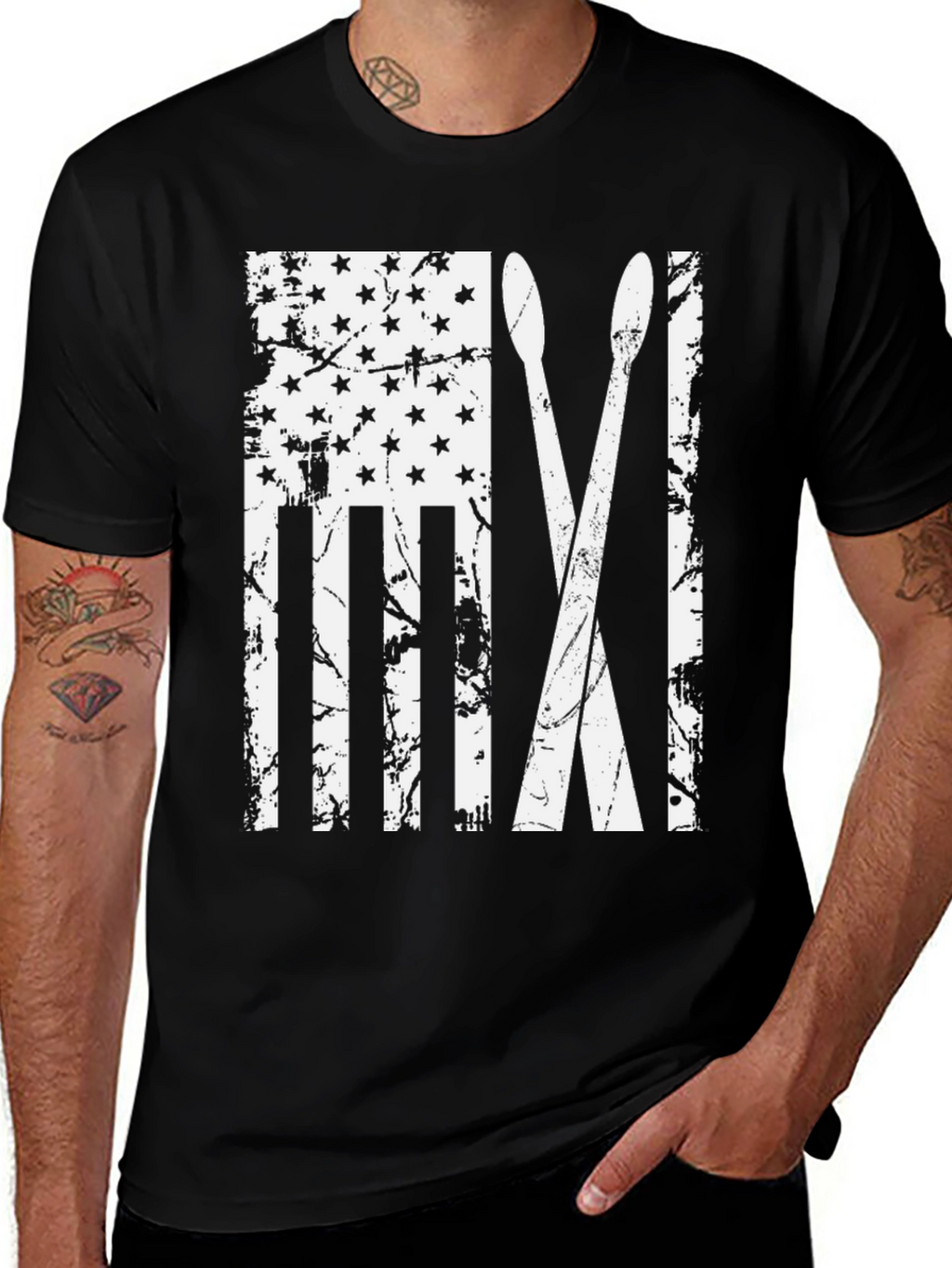 American Flag Drum Sticks Graphic Tee