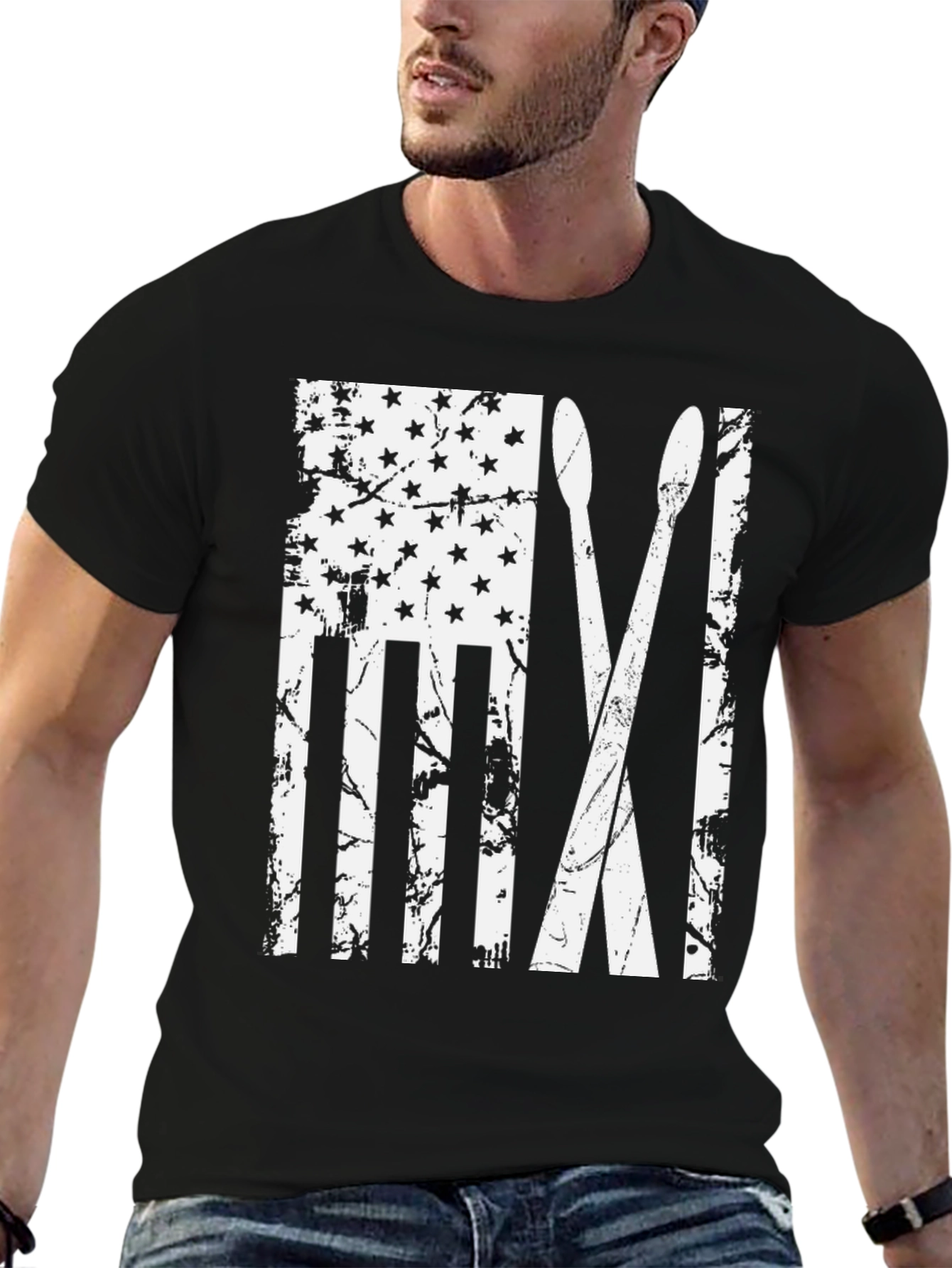 American Flag Drum Sticks Graphic Tee