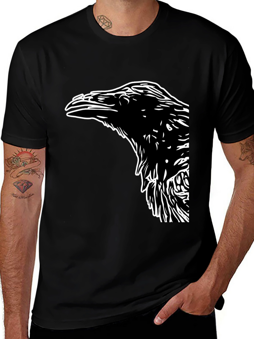 Raven Graphic Tee - Bold Bird Design