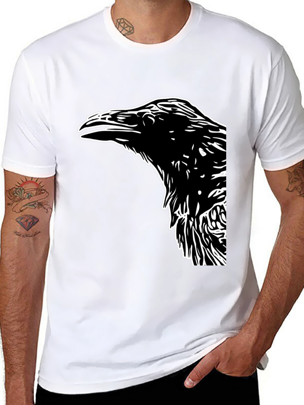 Raven Graphic Tee - Bold Bird Design