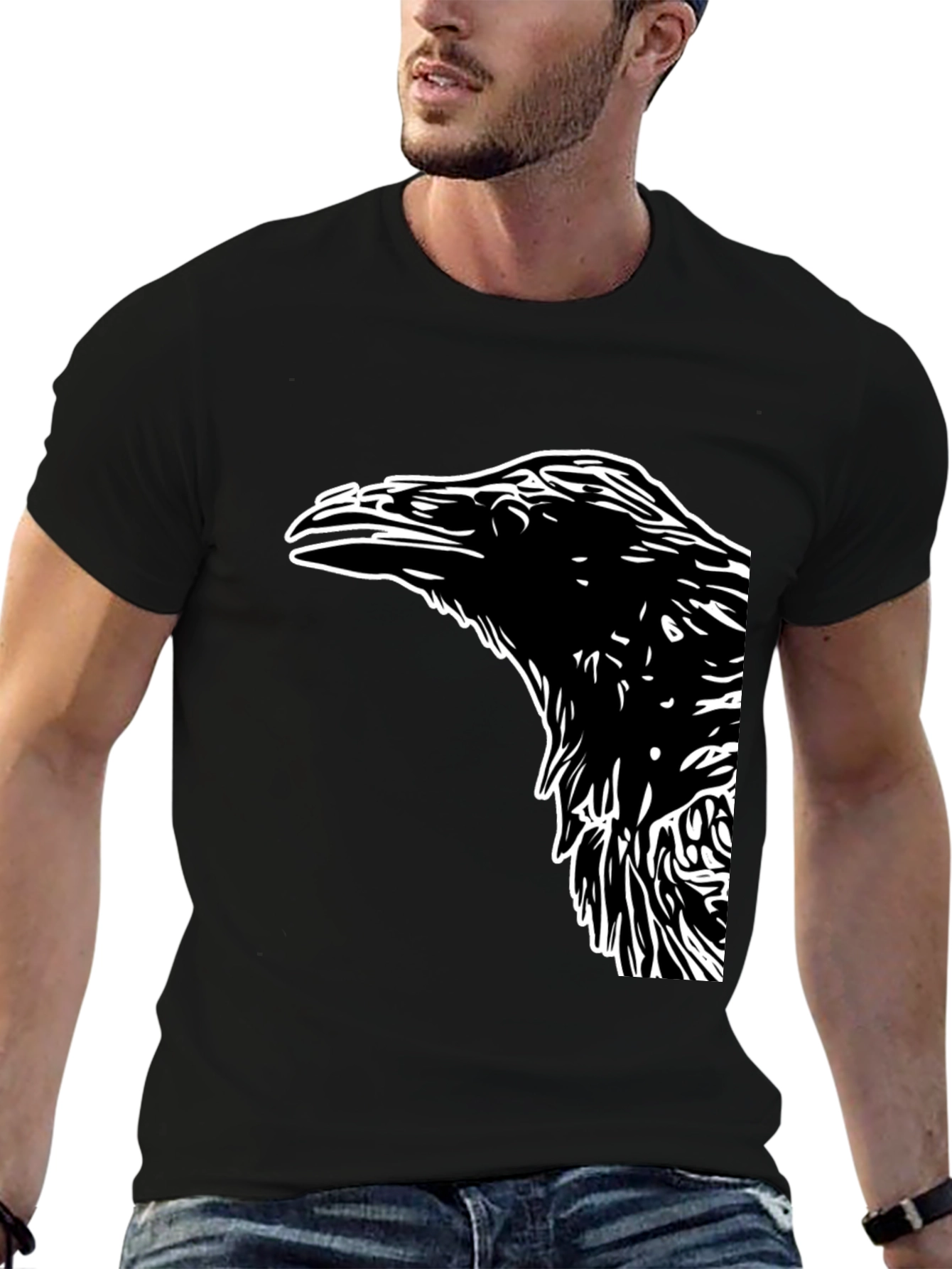 Raven Graphic Tee - Bold Bird Design