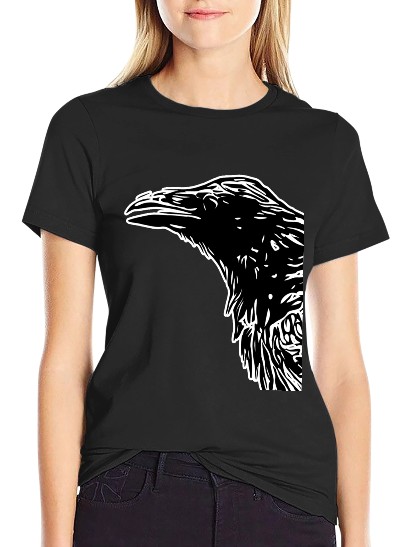 Raven Graphic Tee - Bold Bird Design