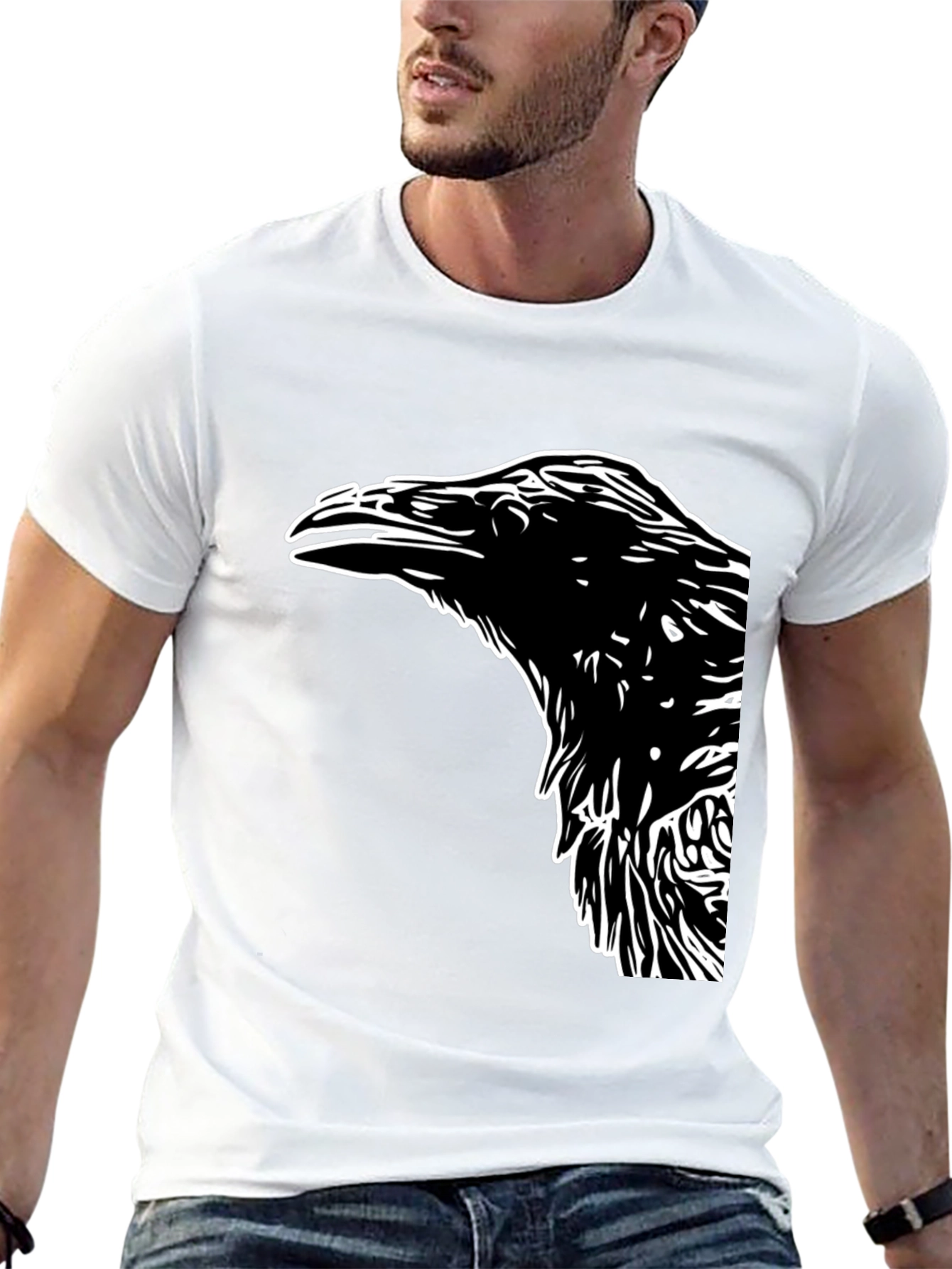 Raven Graphic Tee - Bold Bird Design