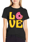 Love Donut Graphic T-Shirt - Casual Wear