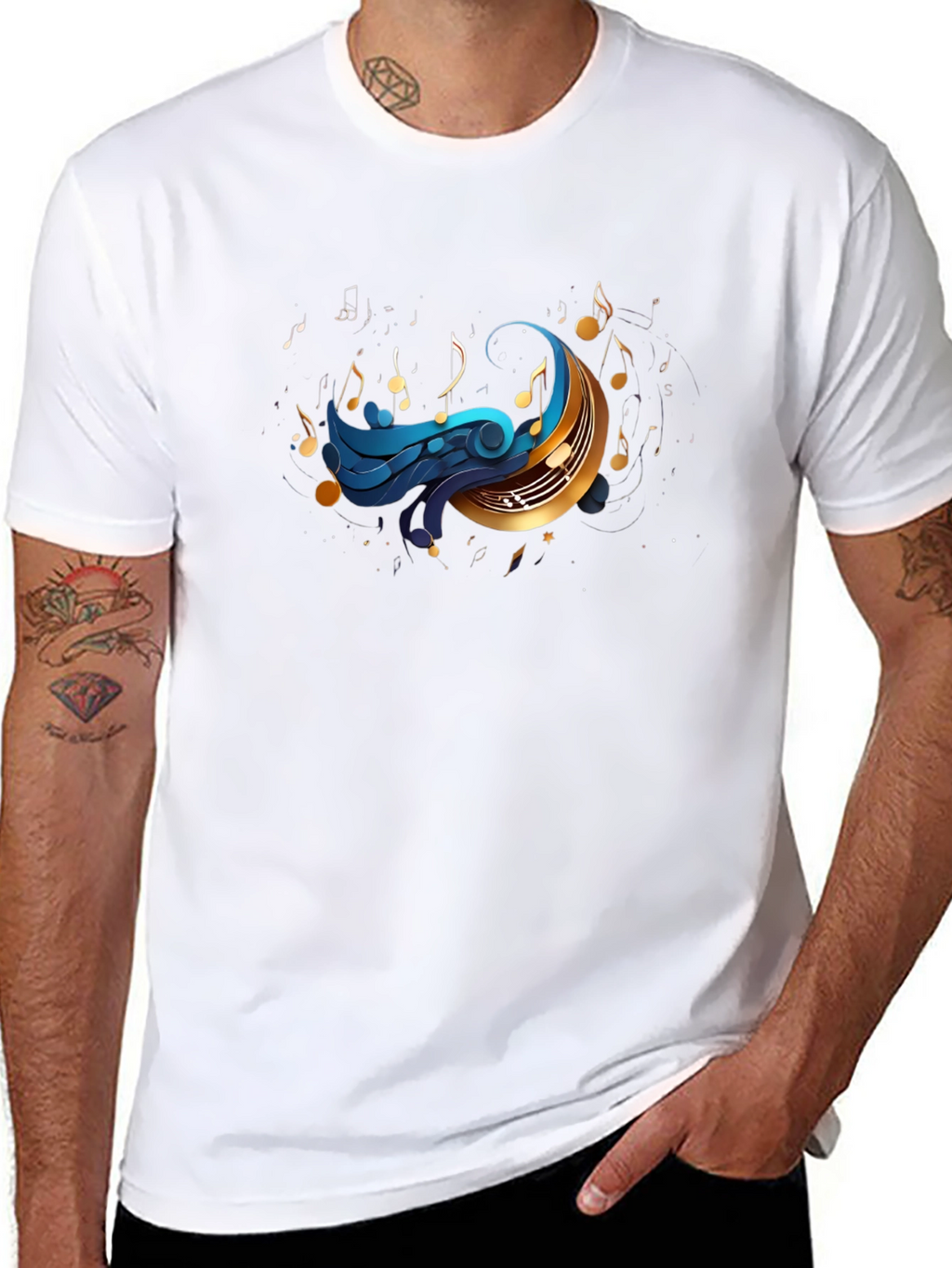 Musical Moon Graphic T-Shirt - Black