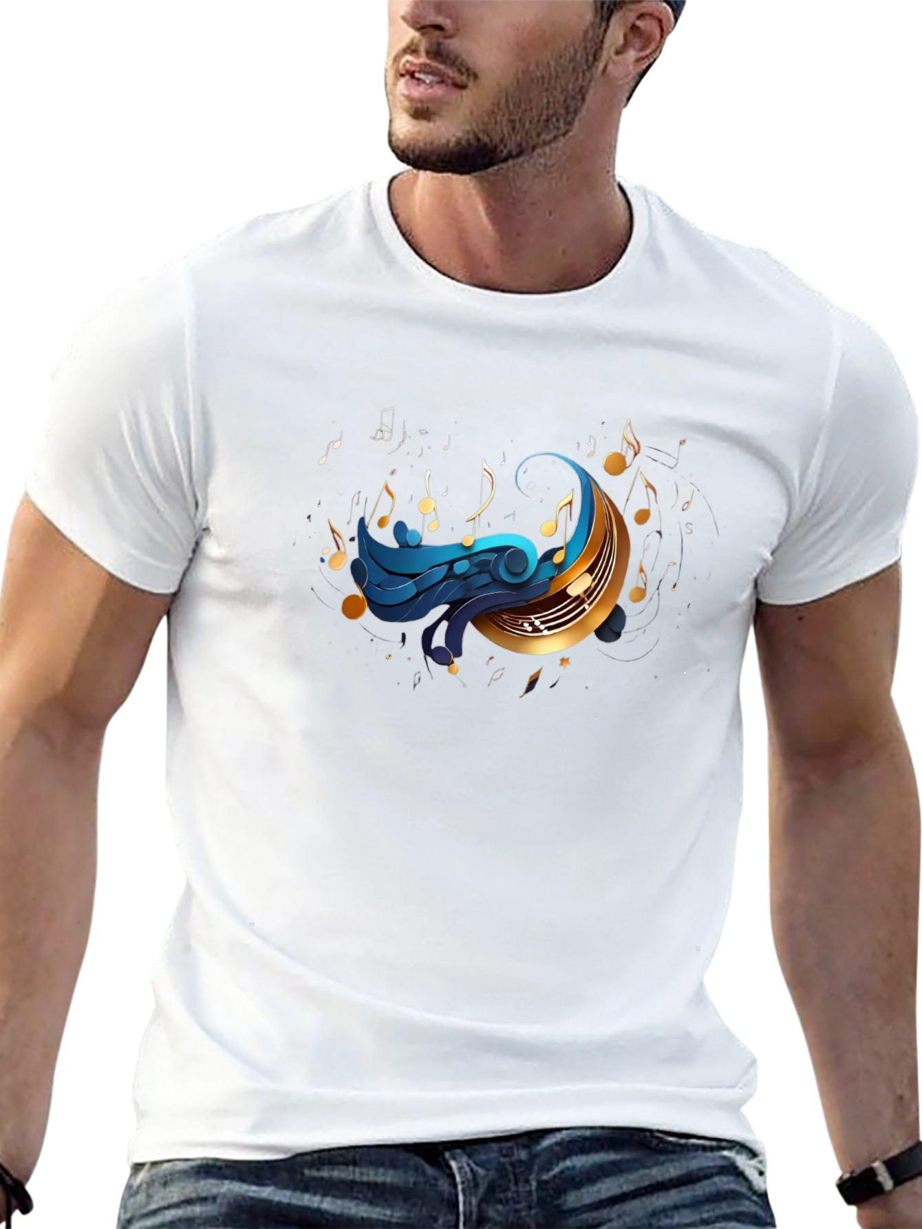 Musical Moon Graphic T-Shirt - Black