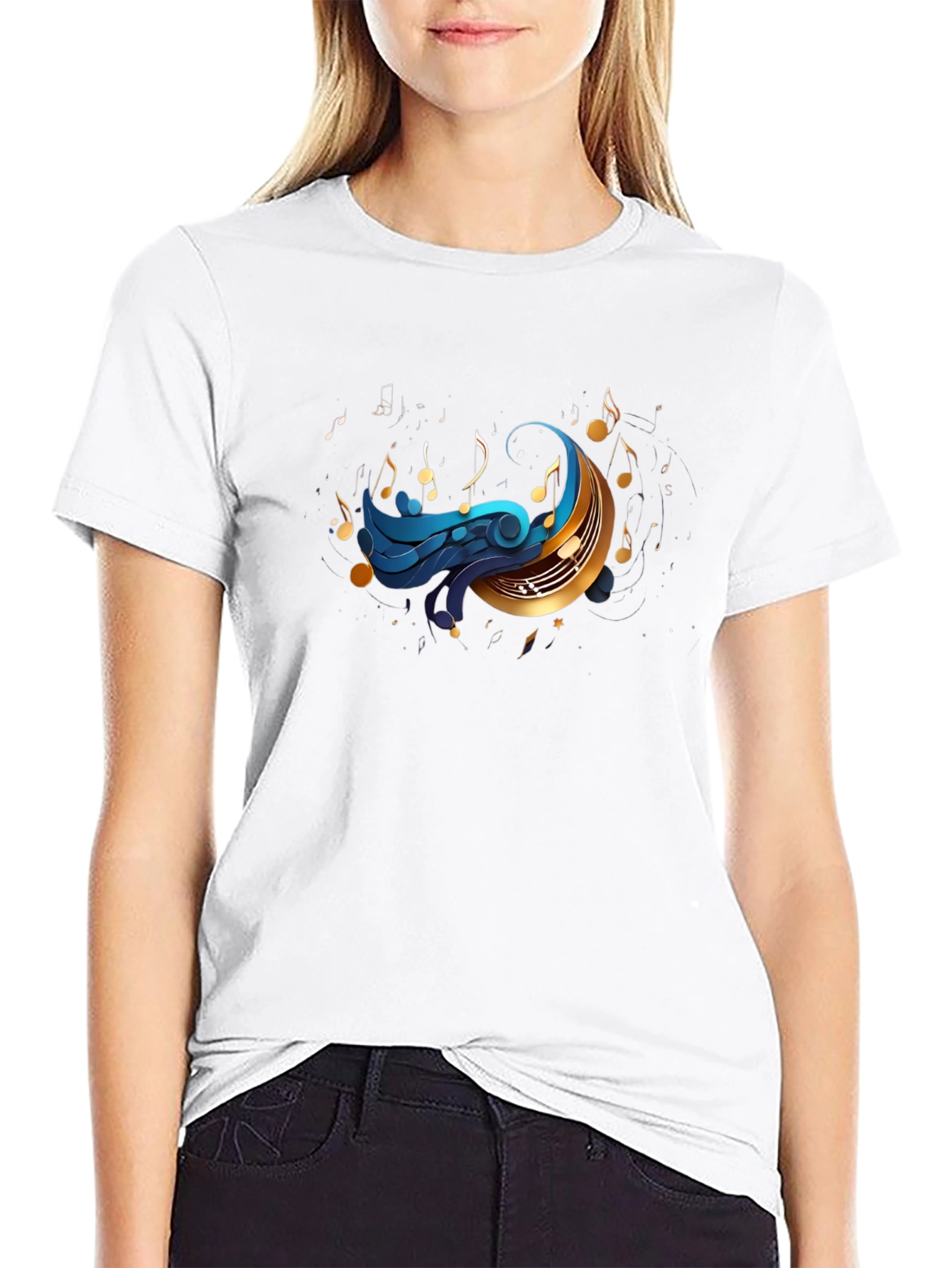 Musical Moon Graphic T-Shirt - Black