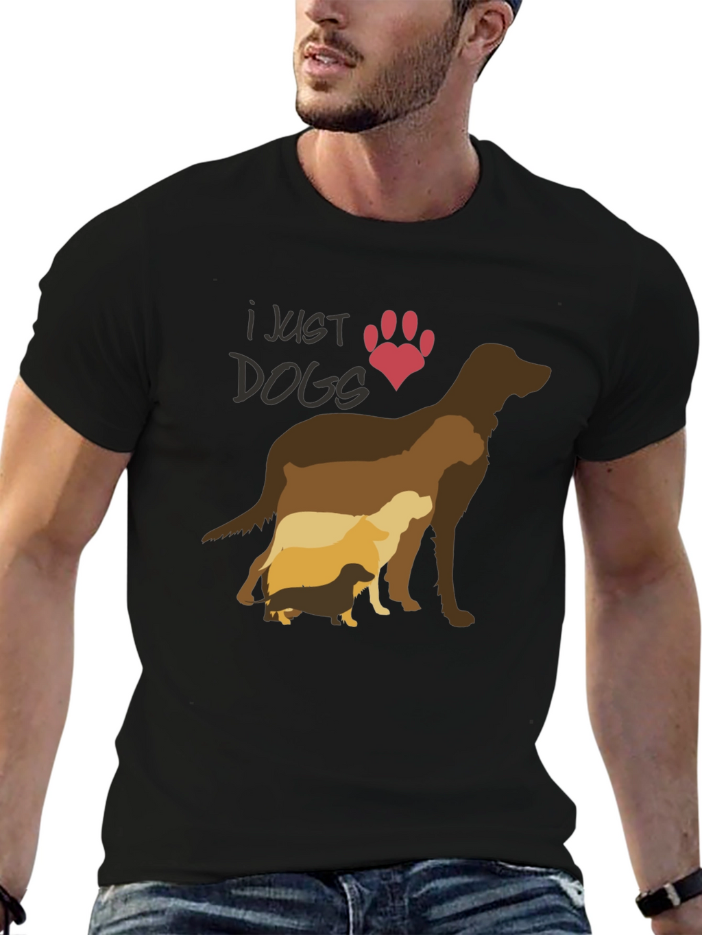 I Just Love Dogs T-Shirt - Silhouette Design