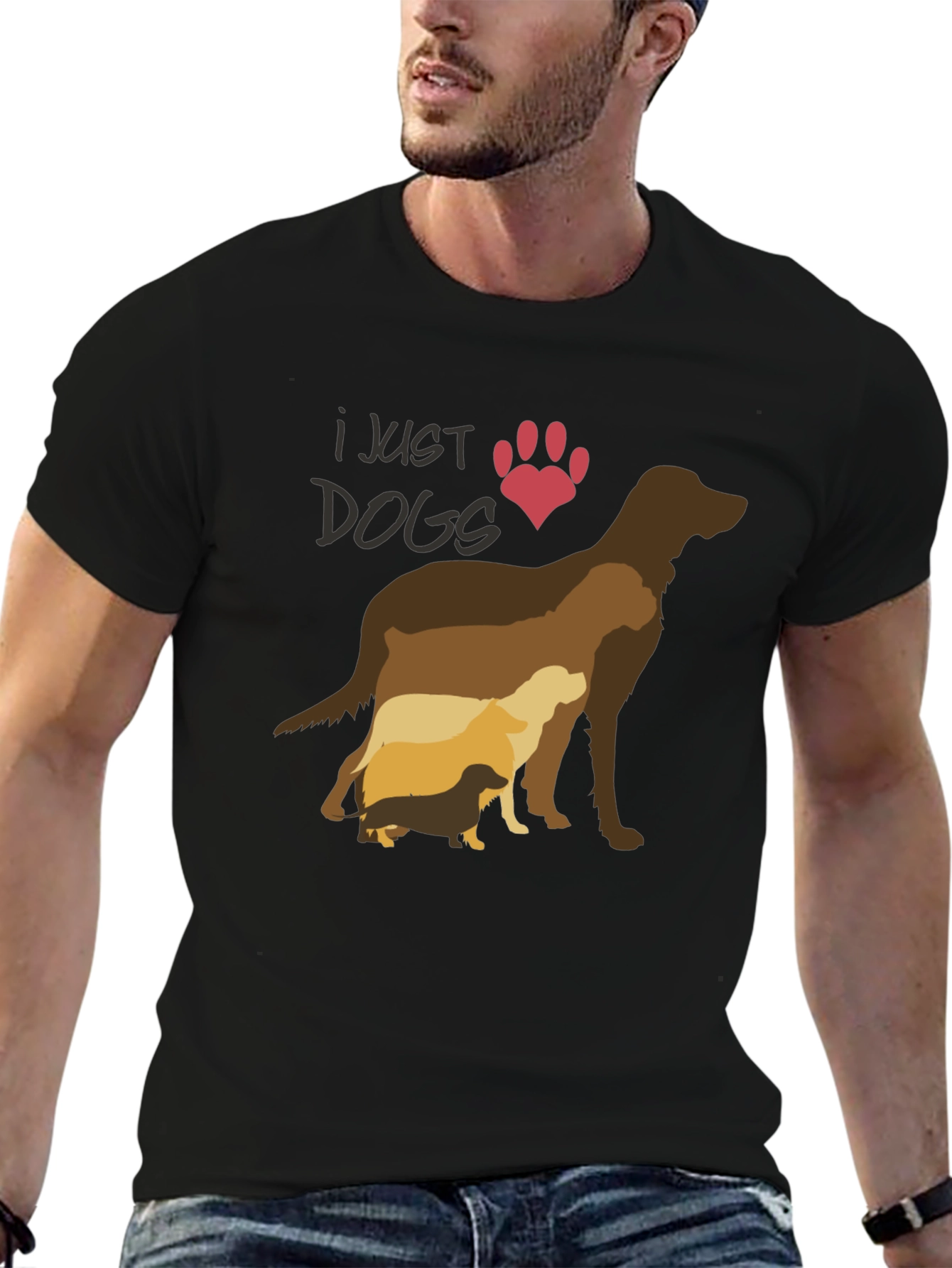 I Just Love Dogs T-Shirt - Silhouette Design