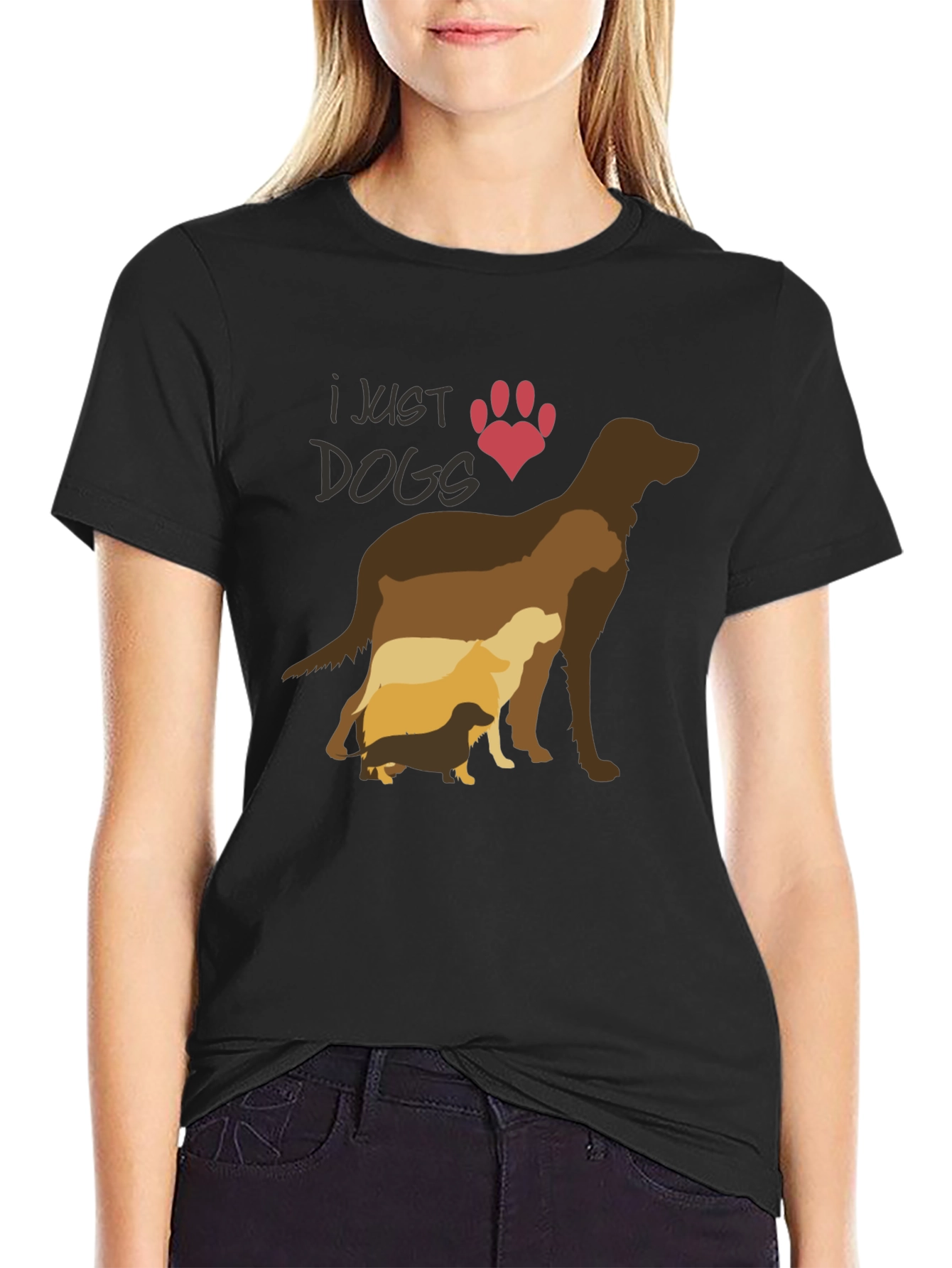 I Just Love Dogs T-Shirt - Silhouette Design