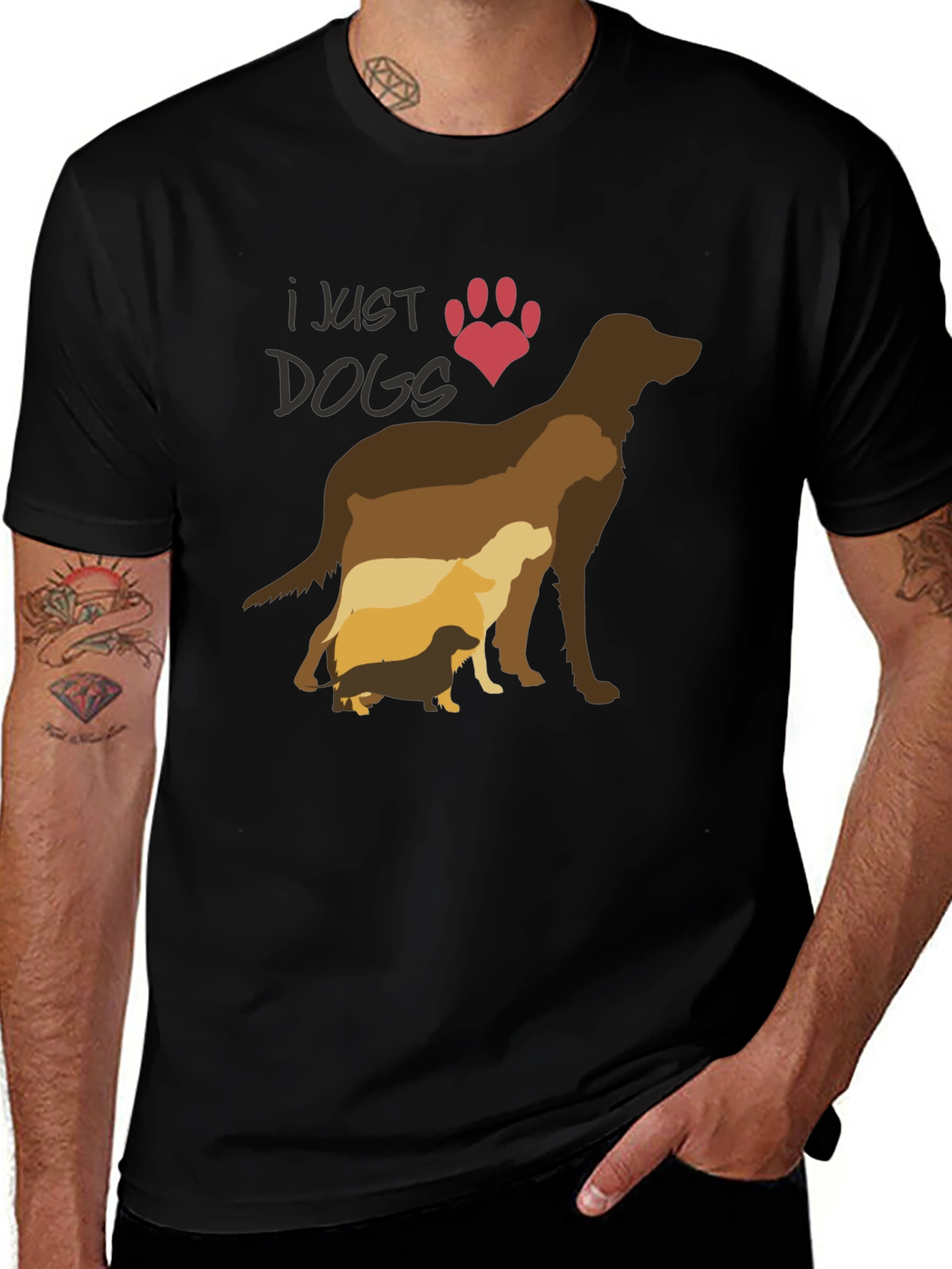 I Just Love Dogs T-Shirt - Silhouette Design