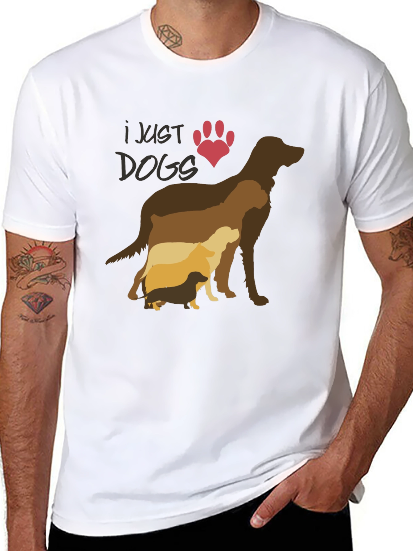 I Just Love Dogs T-Shirt - Silhouette Design