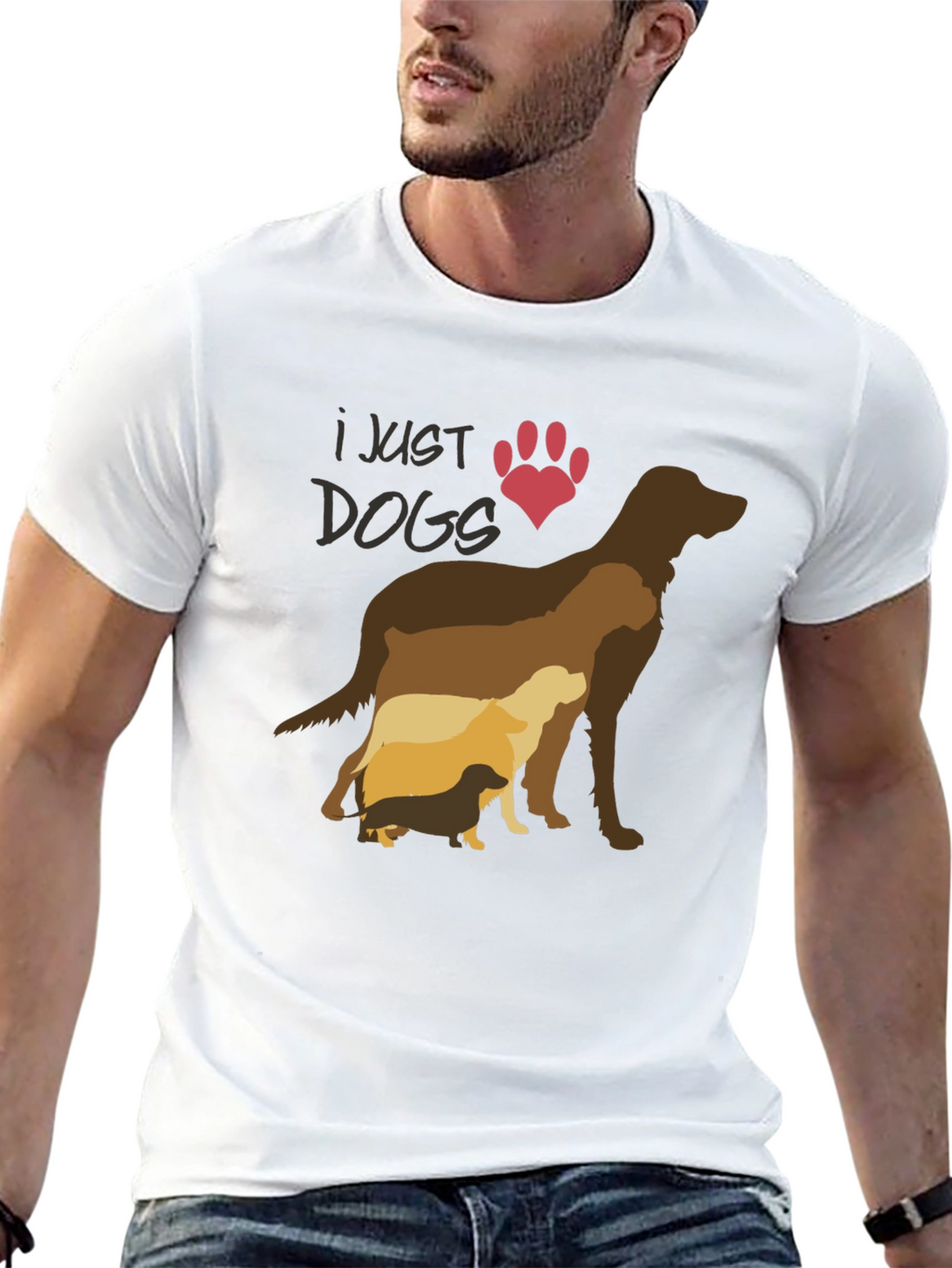 I Just Love Dogs T-Shirt - Silhouette Design