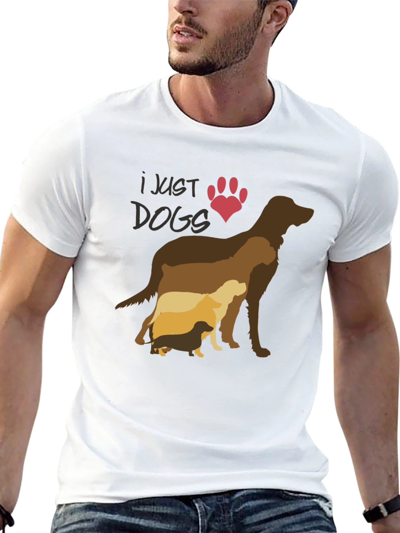I Just Love Dogs T-Shirt - Silhouette Design