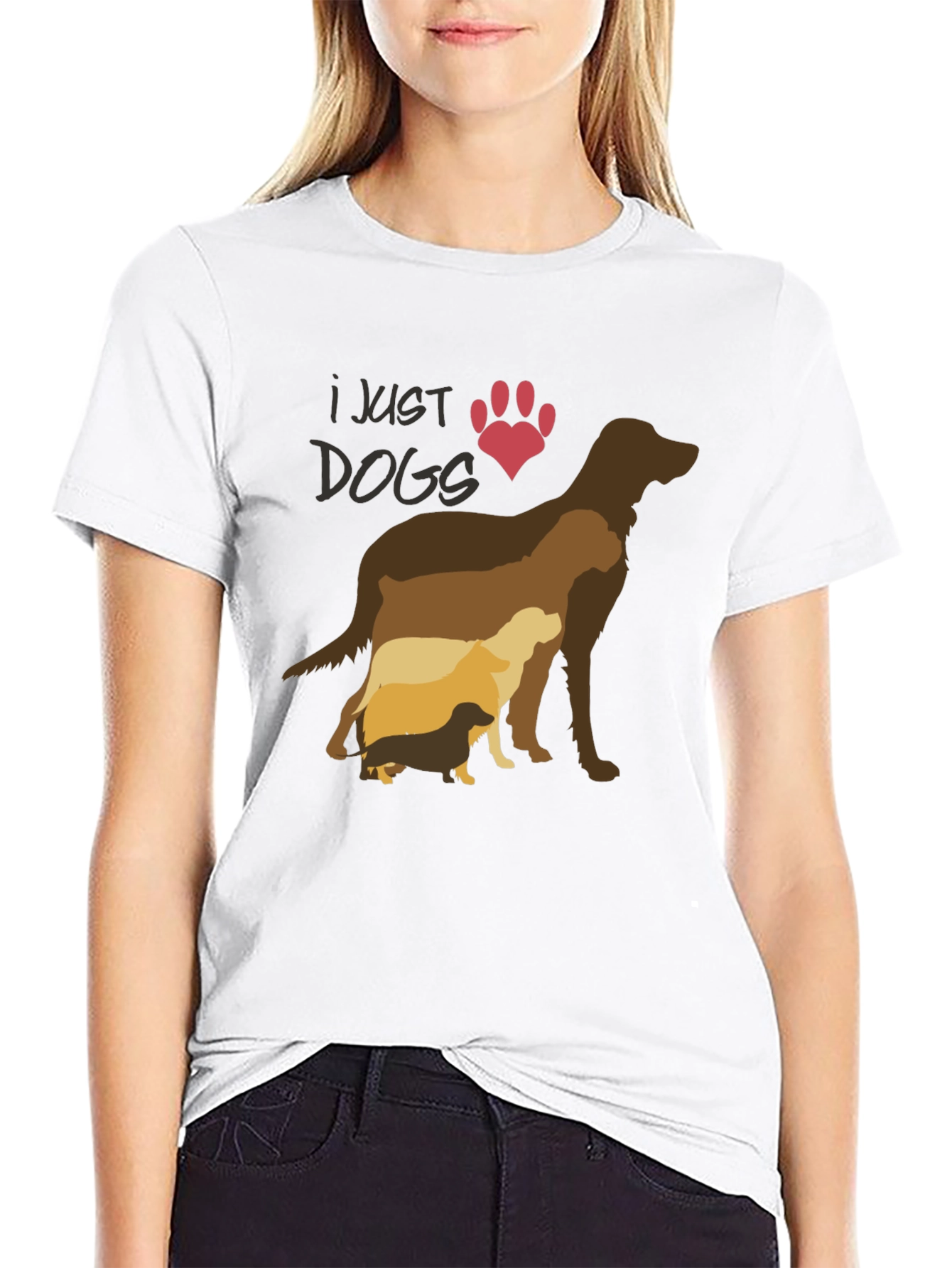 I Just Love Dogs T-Shirt - Silhouette Design