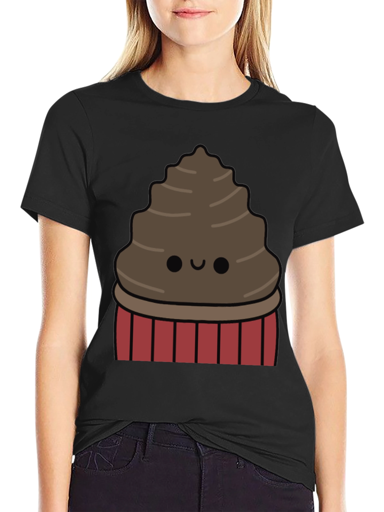 Cute Chocolate Cupcake Graphic T-Shirt