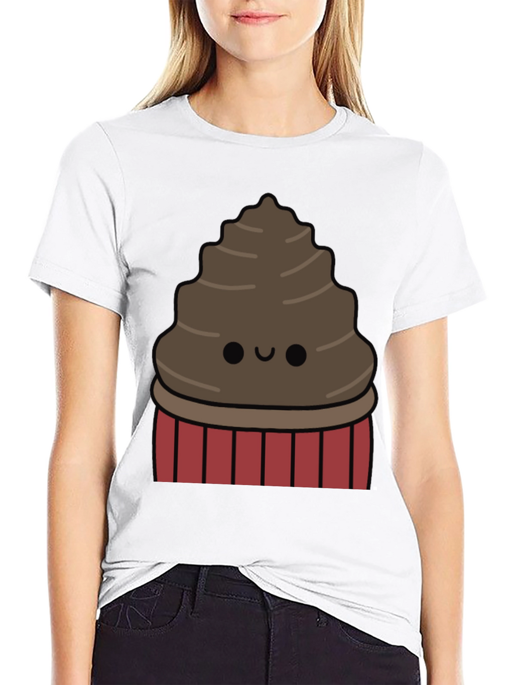 Cute Chocolate Cupcake Graphic T-Shirt