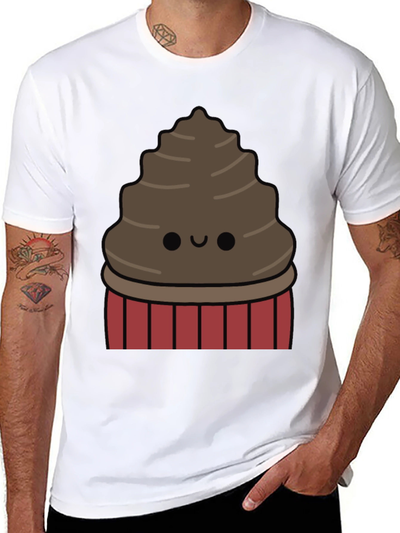 Cute Chocolate Cupcake Graphic T-Shirt