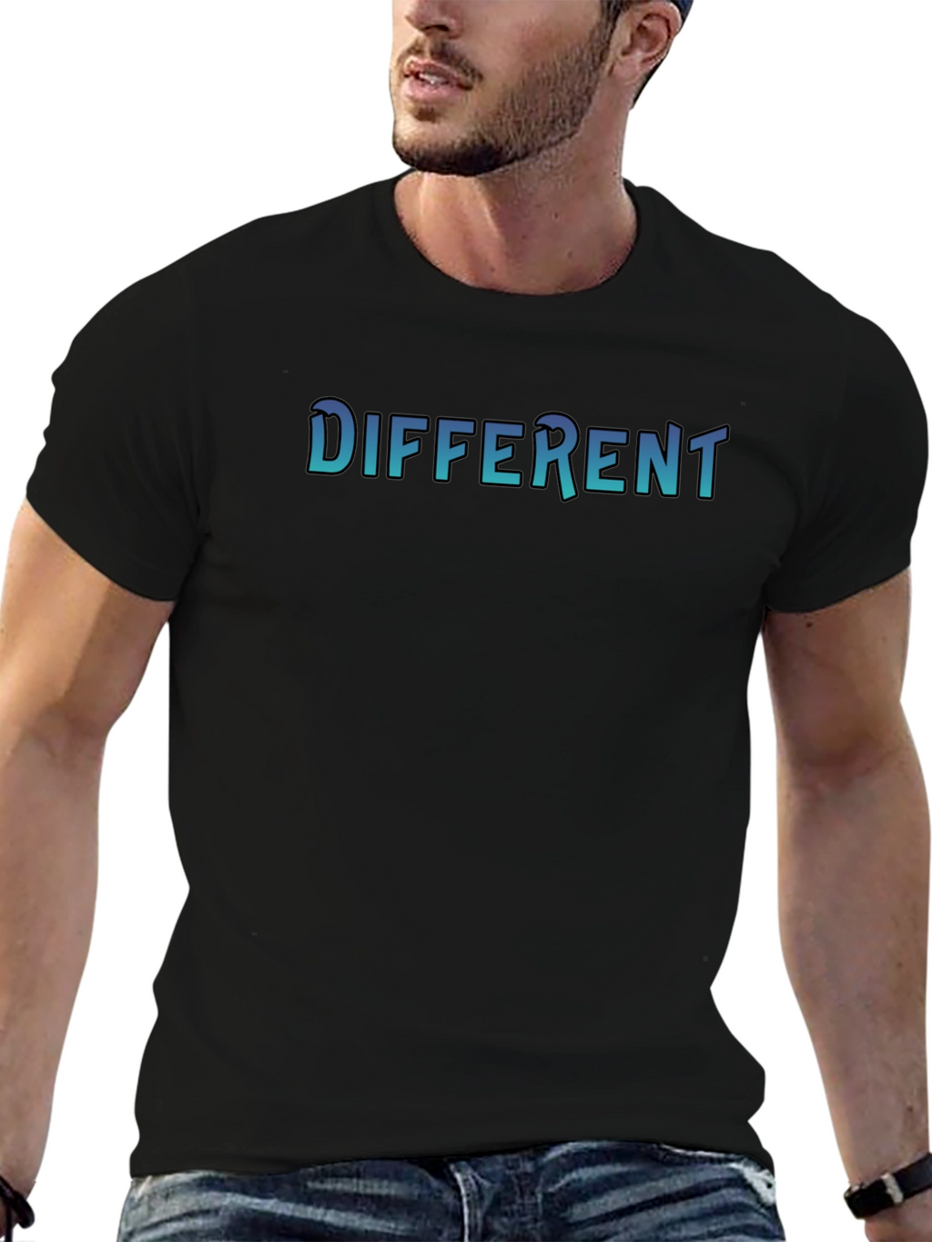 Different Graphic Print Black T-Shirt