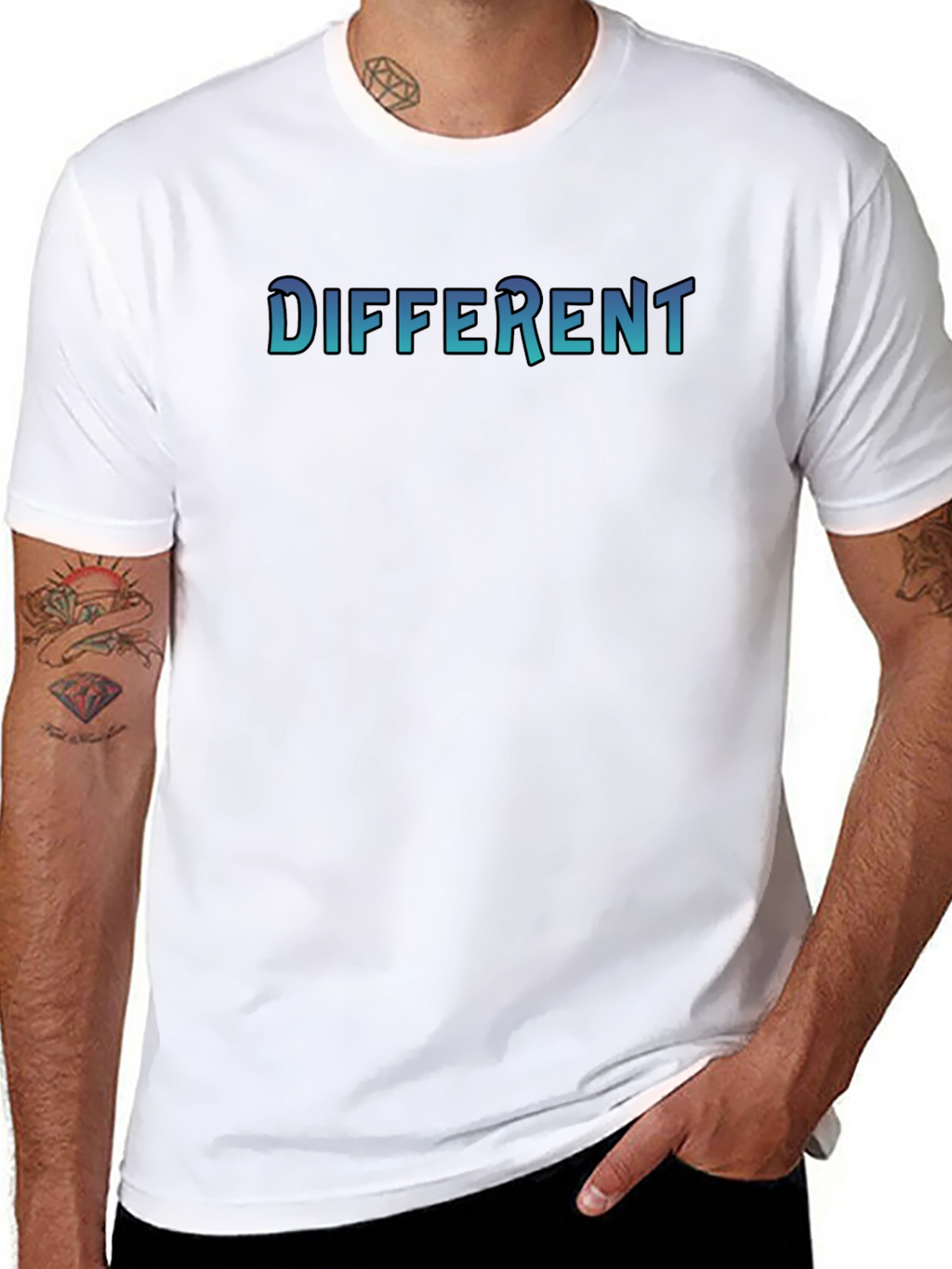 Different Graphic Print Black T-Shirt