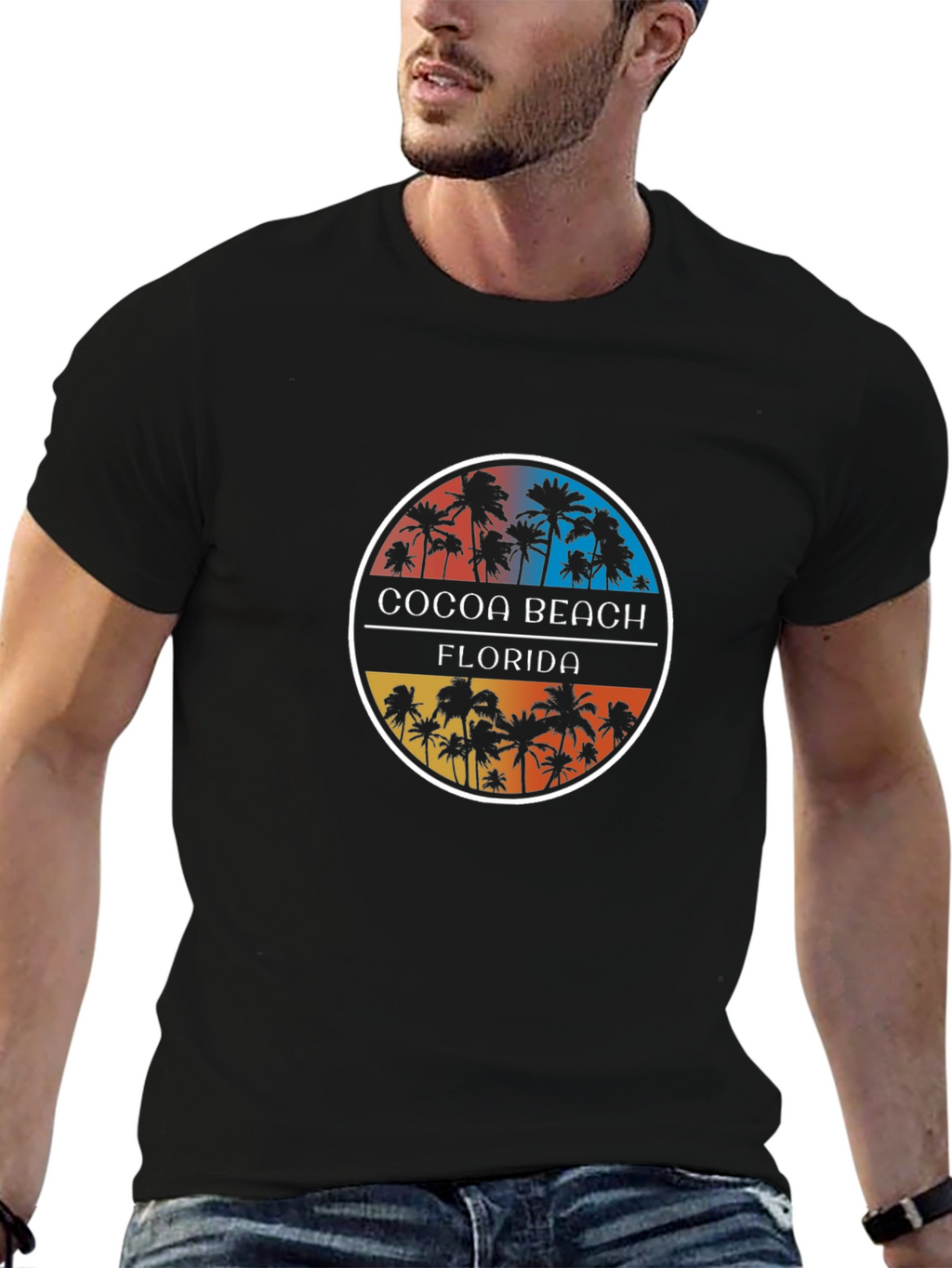Cocoa Beach Florida Palm Tree Graphic T-Shirt