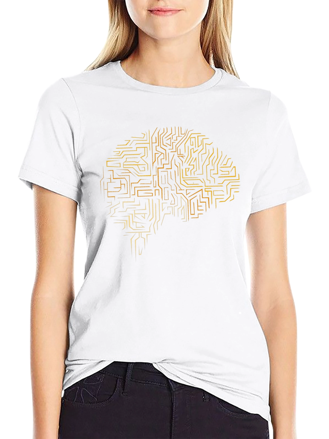 Brain Circuit Tee - Stylish Black Graphic T-Shirt