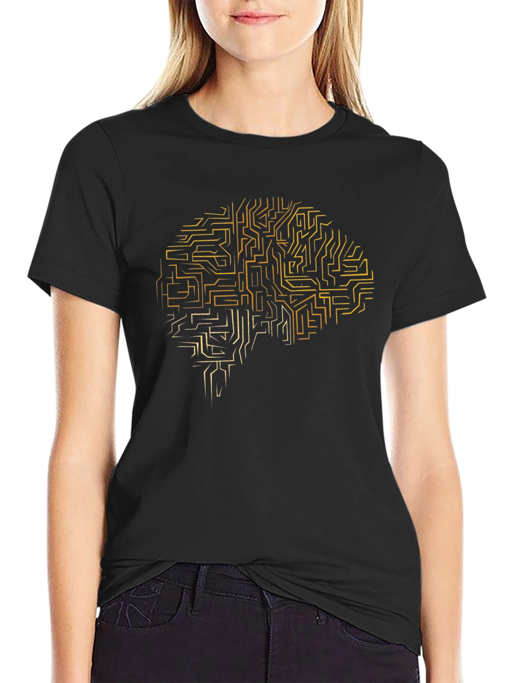 Brain Circuit Tee - Stylish Black Graphic T-Shirt