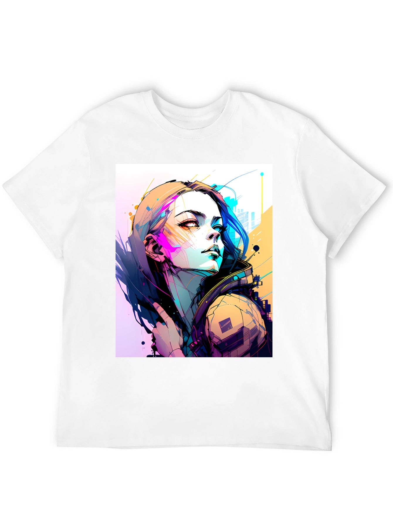 Cyberpunk Girl Graphic Tee - Stylish Black T-Shirt