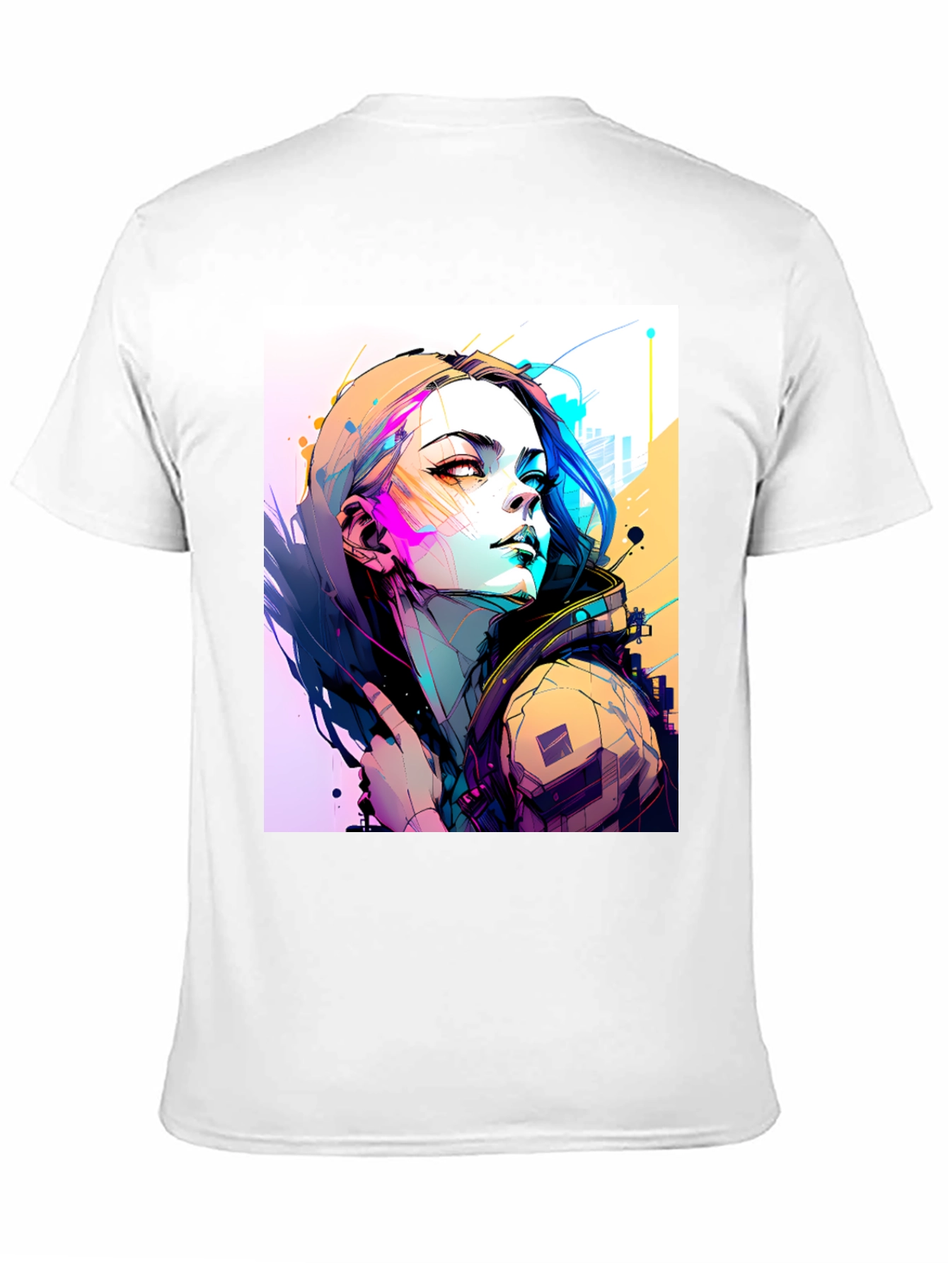Cyberpunk Girl Graphic Tee - Stylish Black T-Shirt