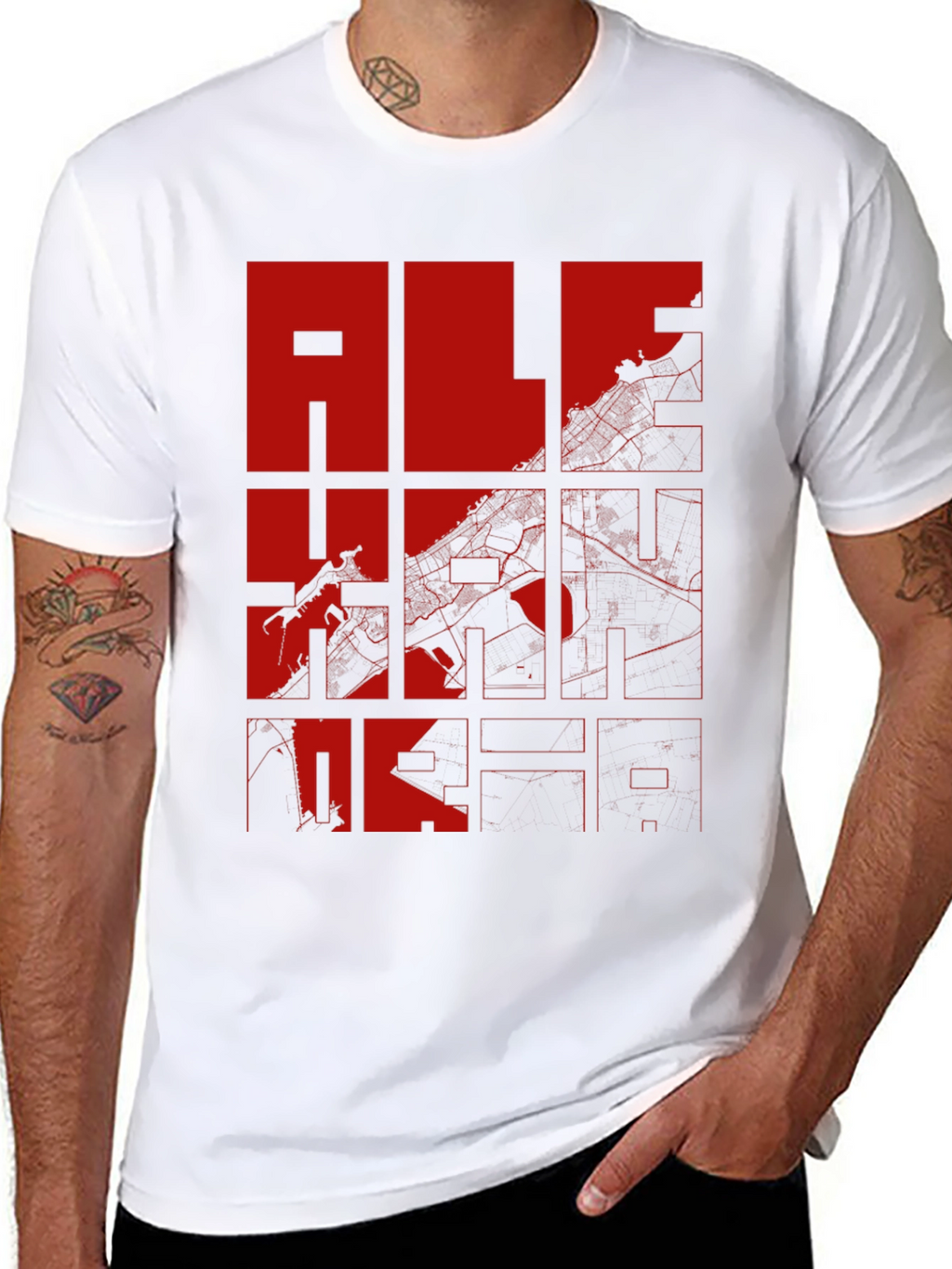 Graphic Print T-Shirt - Red and Black Design