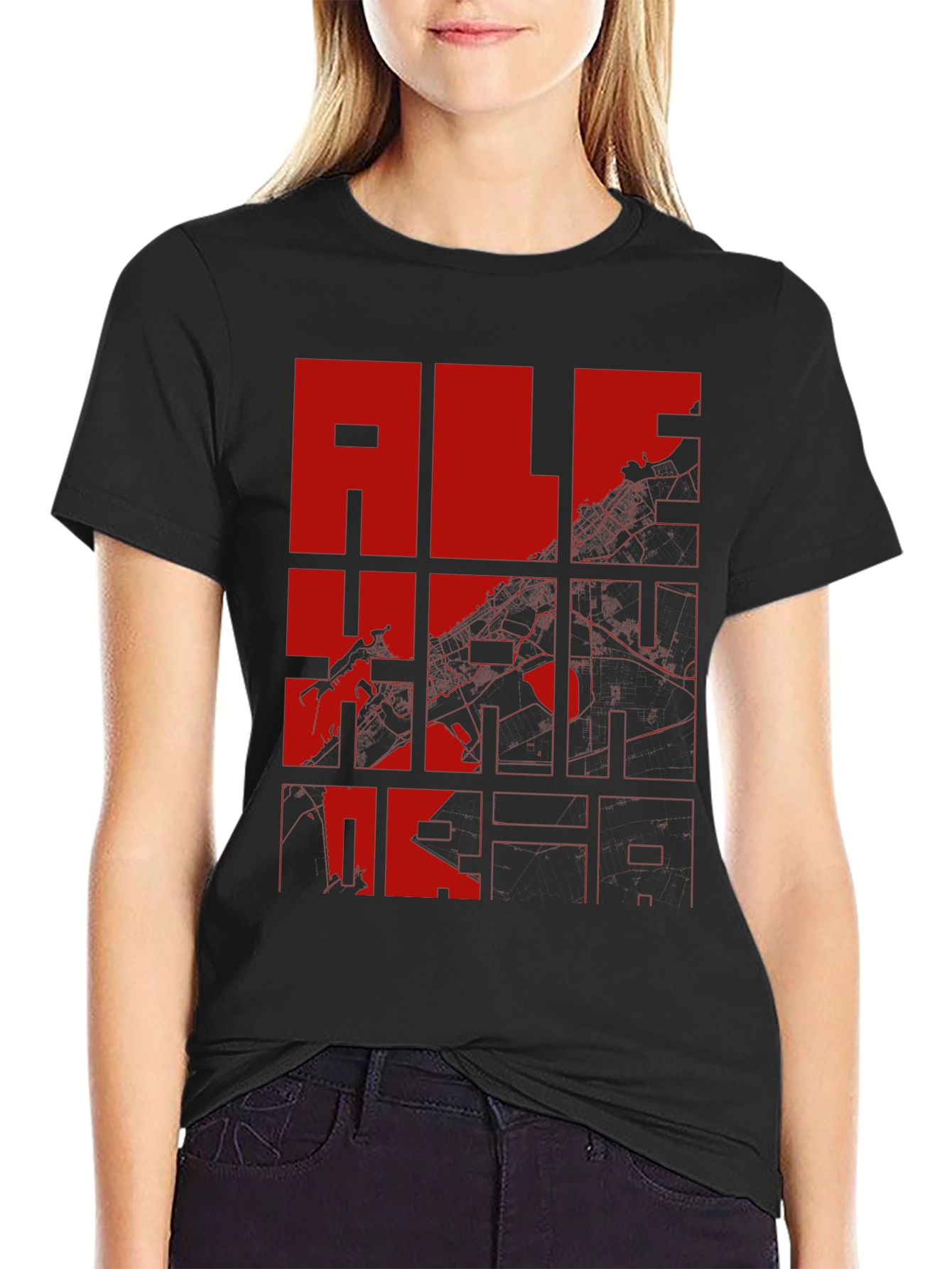 Graphic Print T-Shirt - Red and Black Design