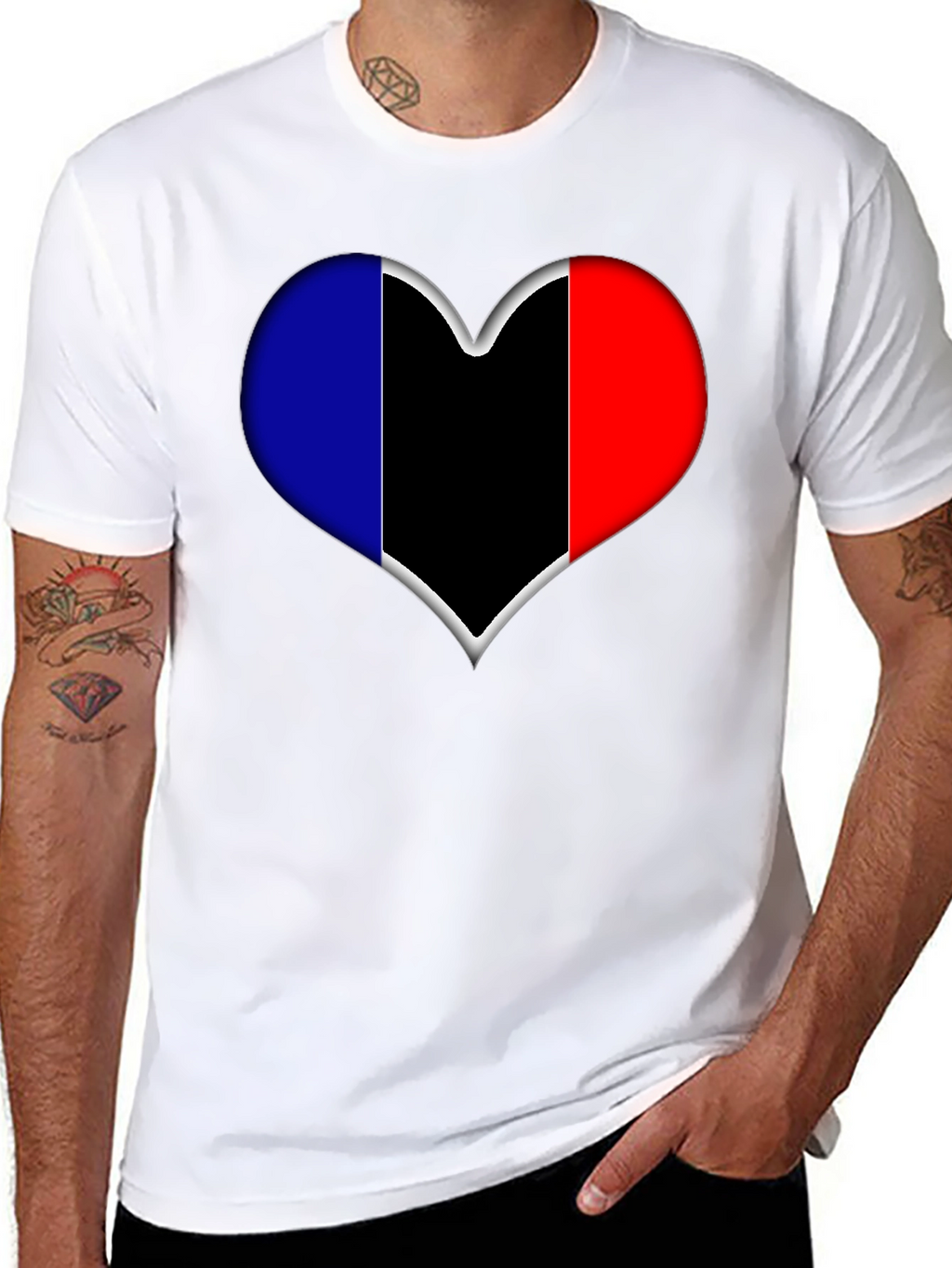 Heart Flag Graphic Tee - Stylish Black T-Shirt