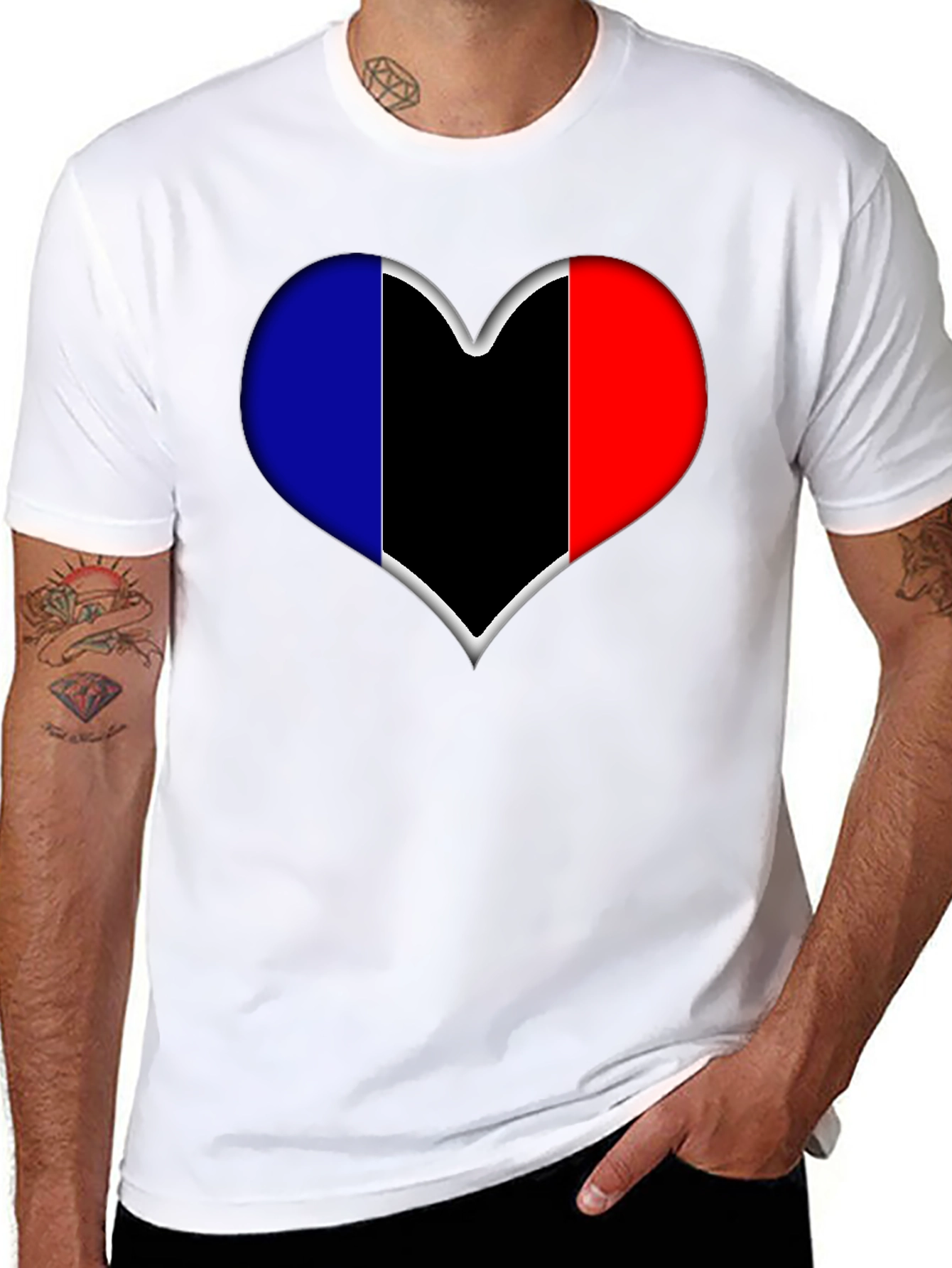 Heart Flag Graphic Tee - Stylish Black T-Shirt
