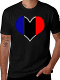 Heart Flag Graphic Tee - Stylish Black T-Shirt
