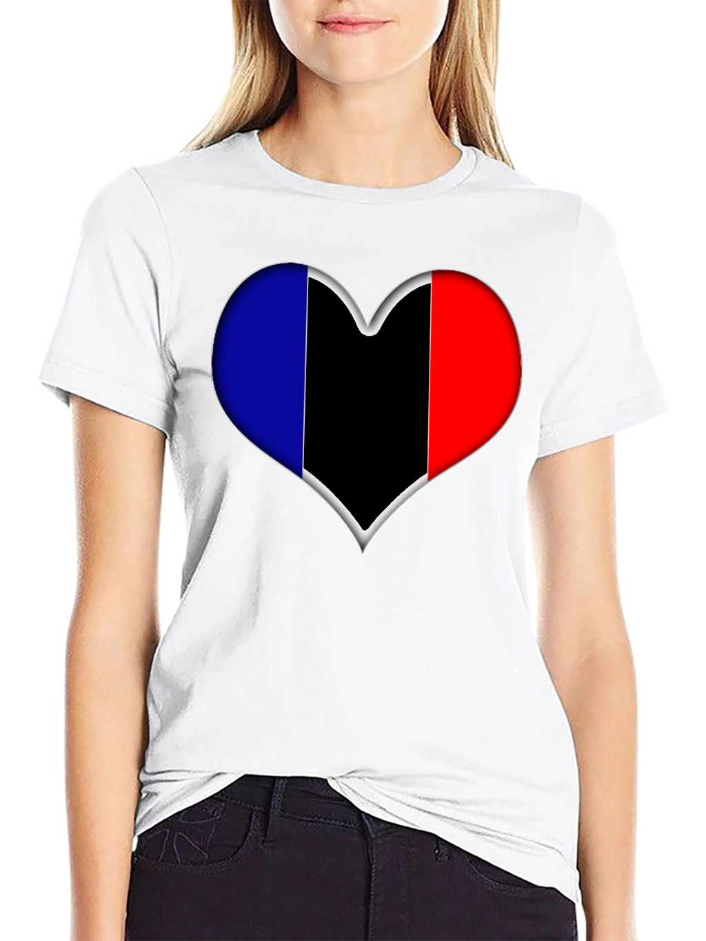 Heart Flag Graphic Tee - Stylish Black T-Shirt