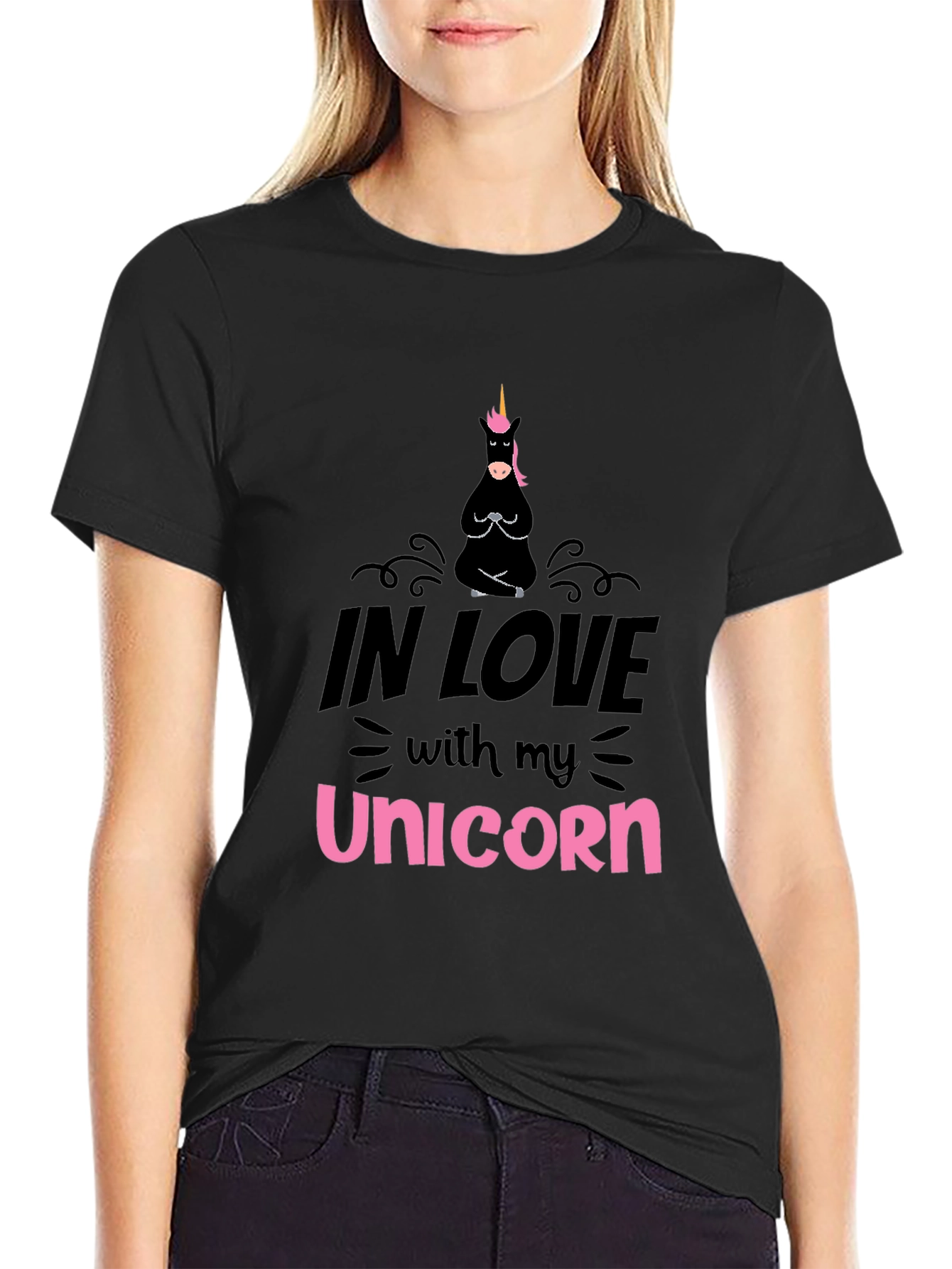In Love With My Unicorn Black T-Shirt