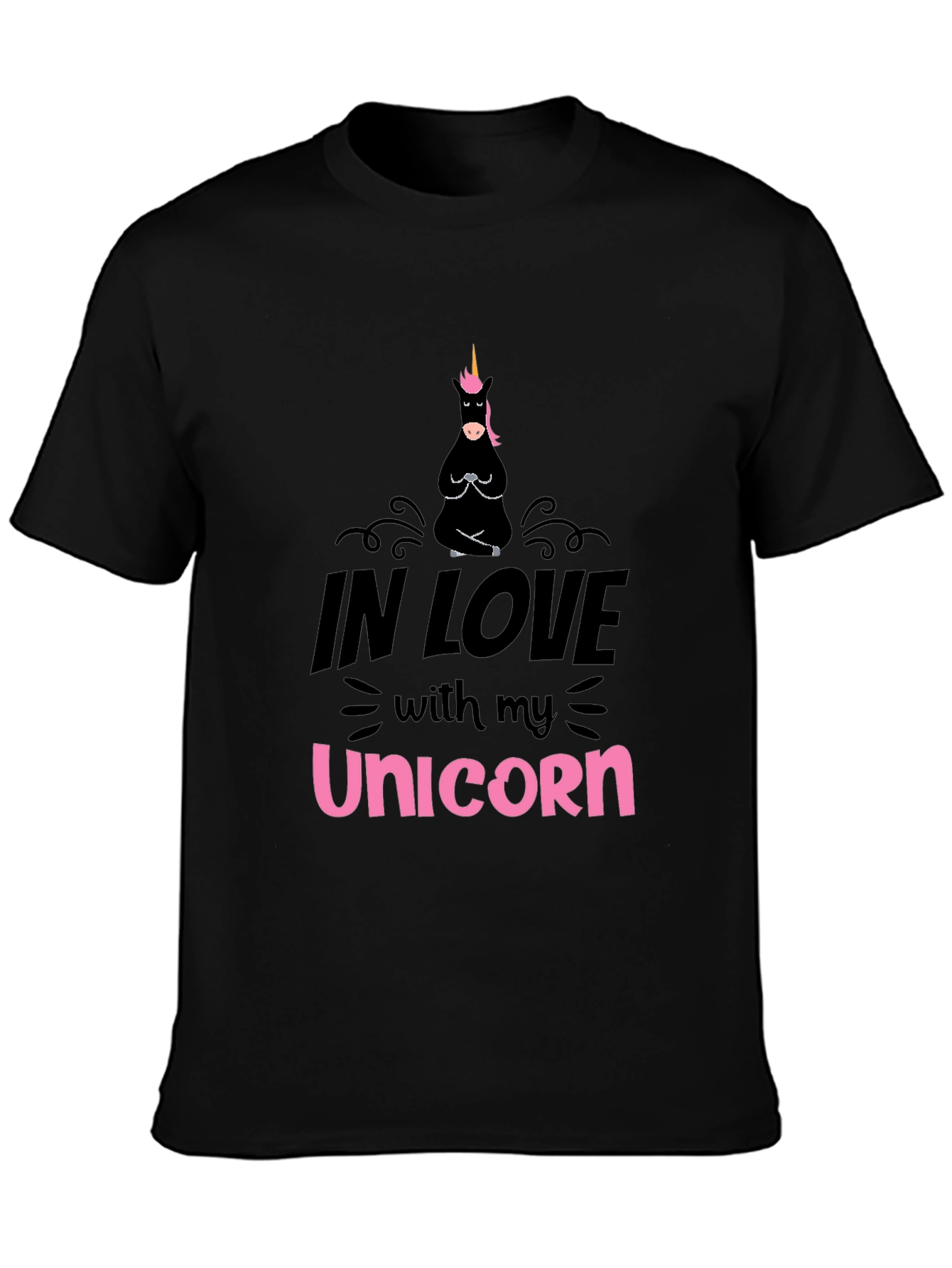 In Love With My Unicorn Black T-Shirt
