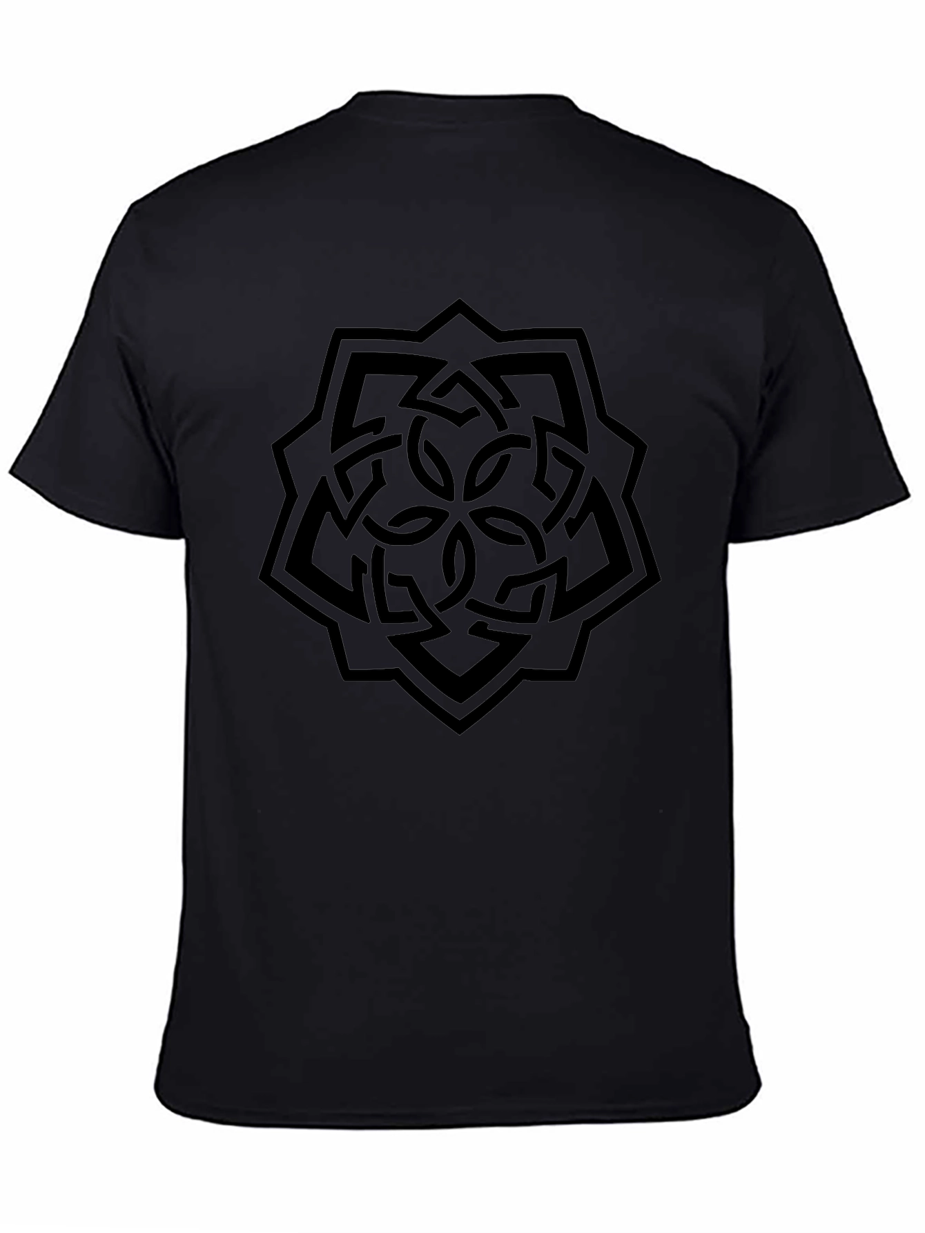 Geometric Knot Design Black T-Shirt