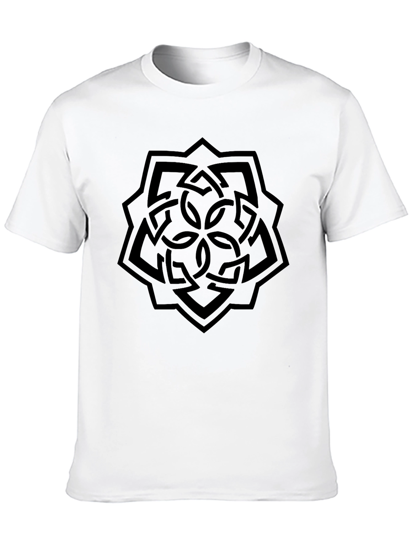 Geometric Knot Design Black T-Shirt