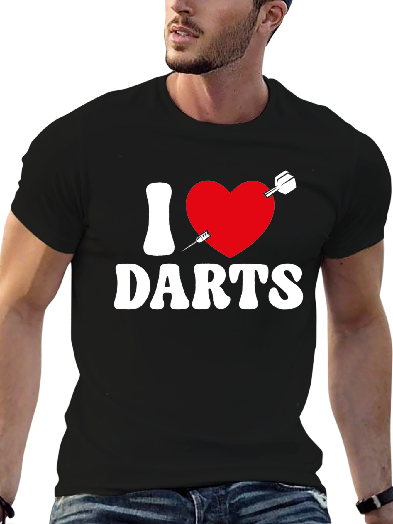 I Heart Darts Graphic Tee - Black Casual Shirt